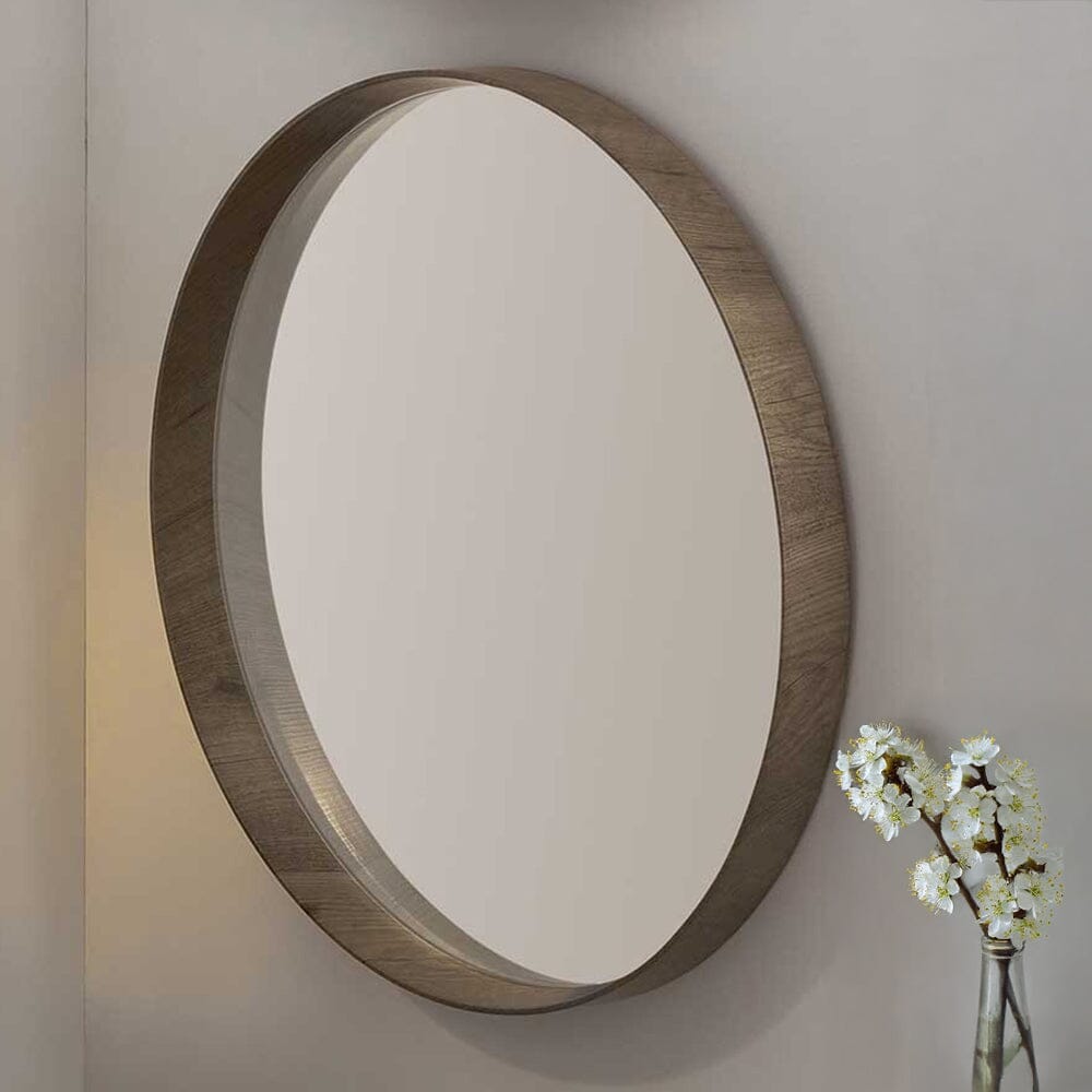 Garda Natural Wood Veneer Large Deep Edge Rounded Wall Mirror Accessories