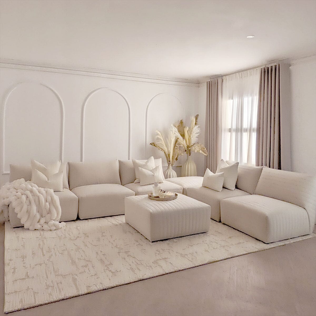 Geneva Cream Velvet Fluted Modular Sofa Range Sofa