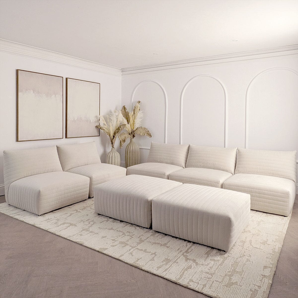Geneva Cream Velvet Fluted Modular Sofa Range Sofa