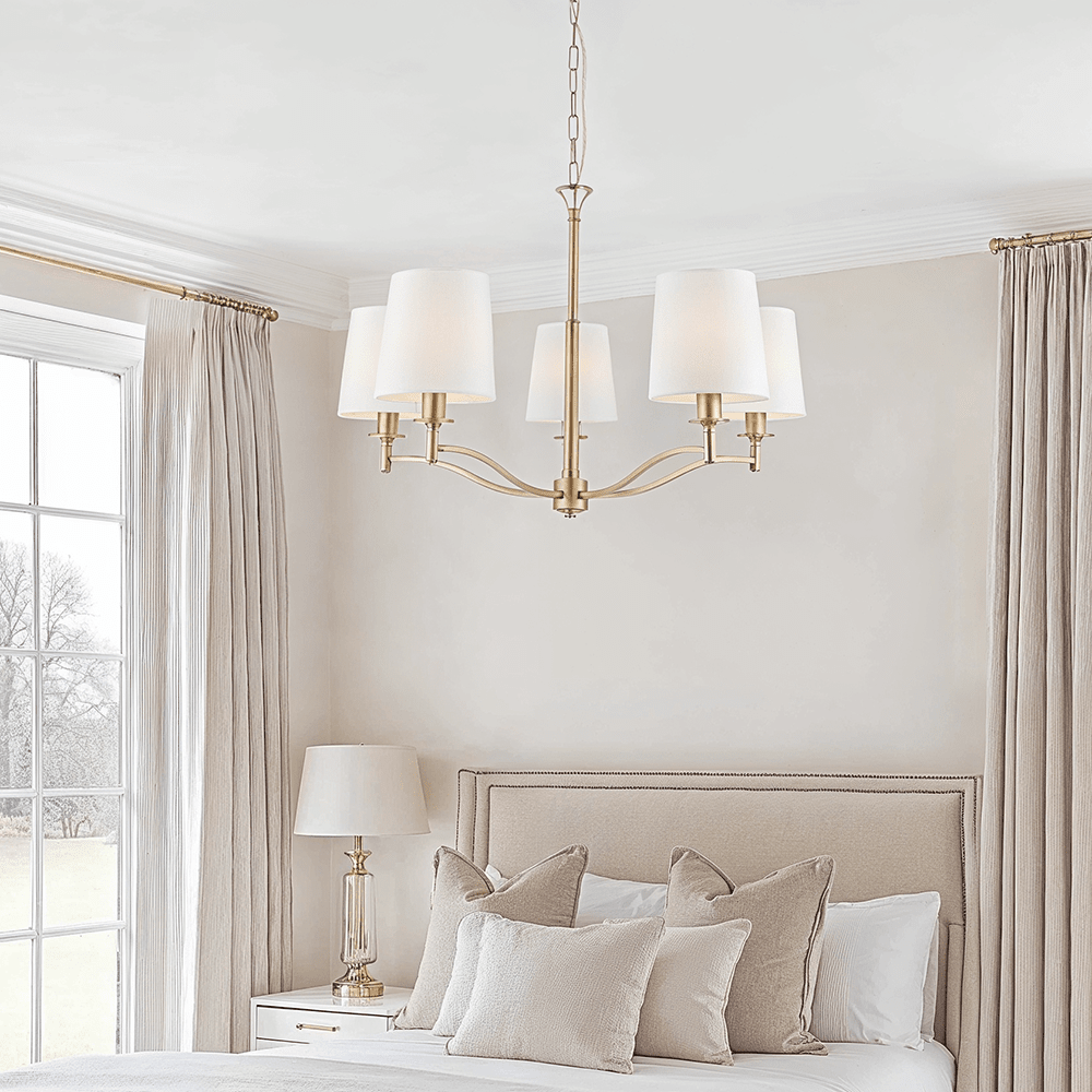 Genevieve 5 Light Antique Brass Pendant Ceiling Light Lighting