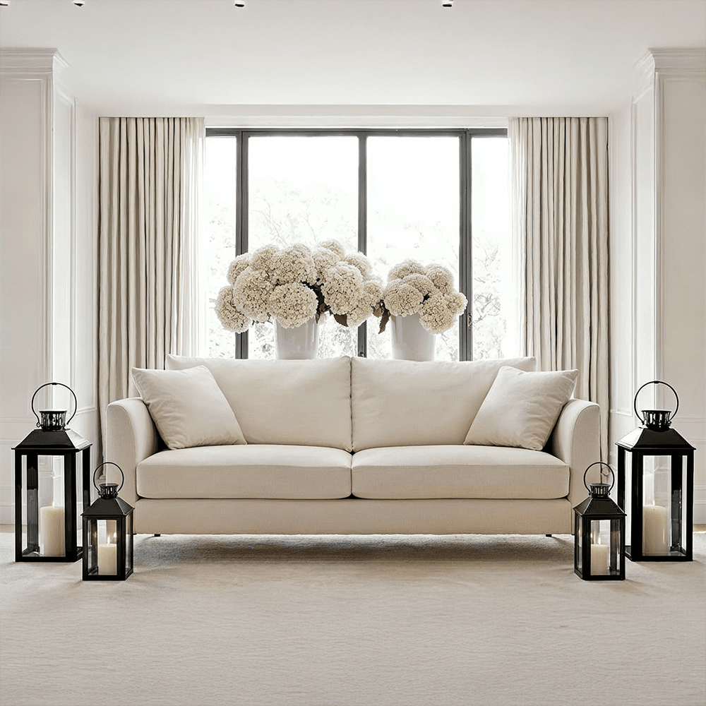 Genevieve Cream Velvet Medium Sofa Sofa