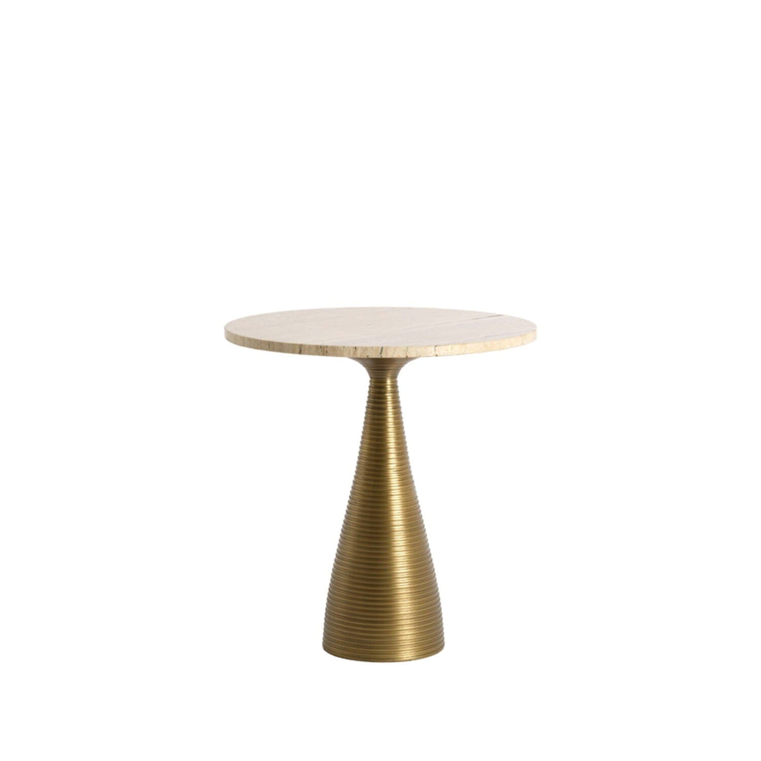 Gio Antique Brass Side Table with Travertine Top Furniture