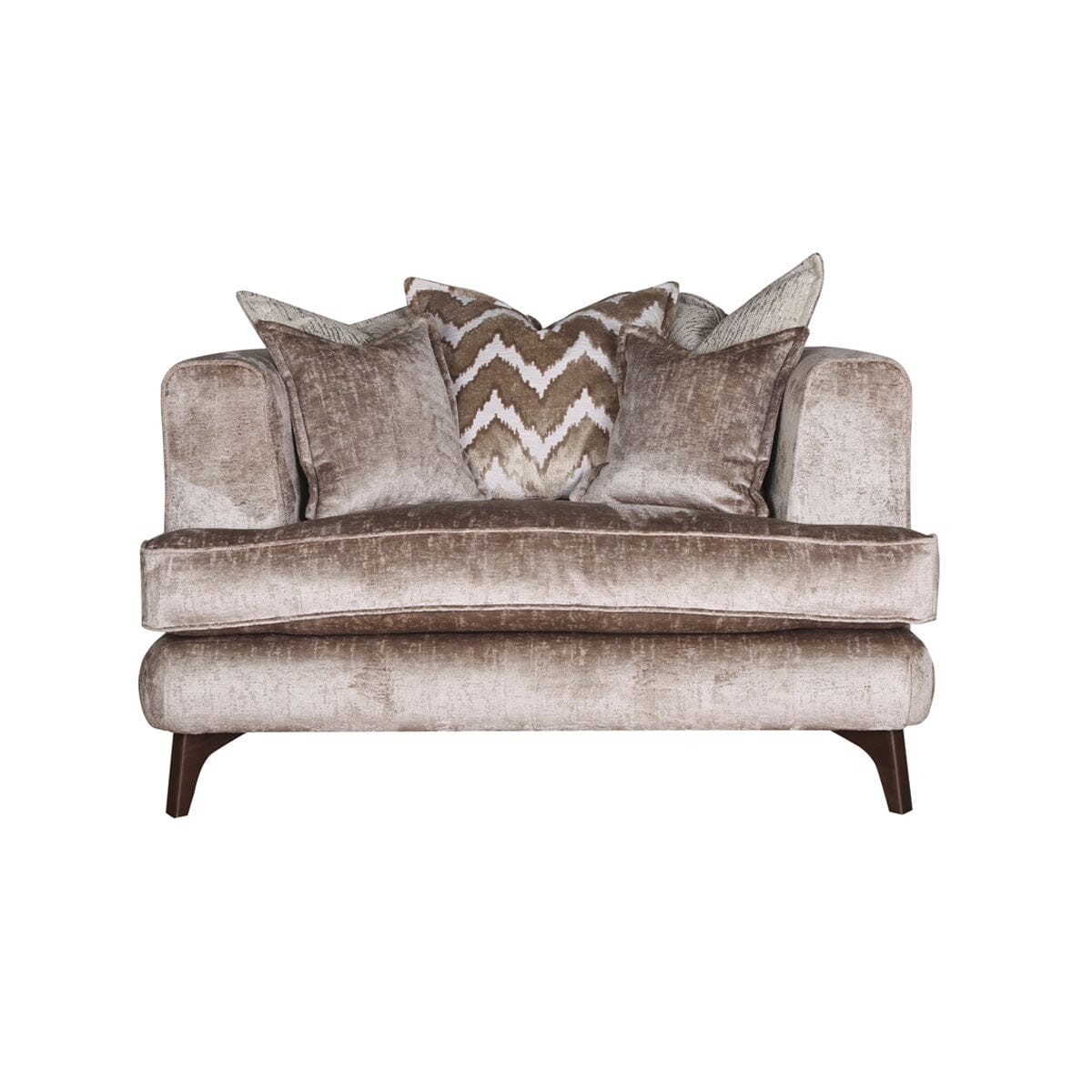 Gisele Mink Textured Chenille Pillowback Sofa Range with Walnut Legs Sofa Love Seat