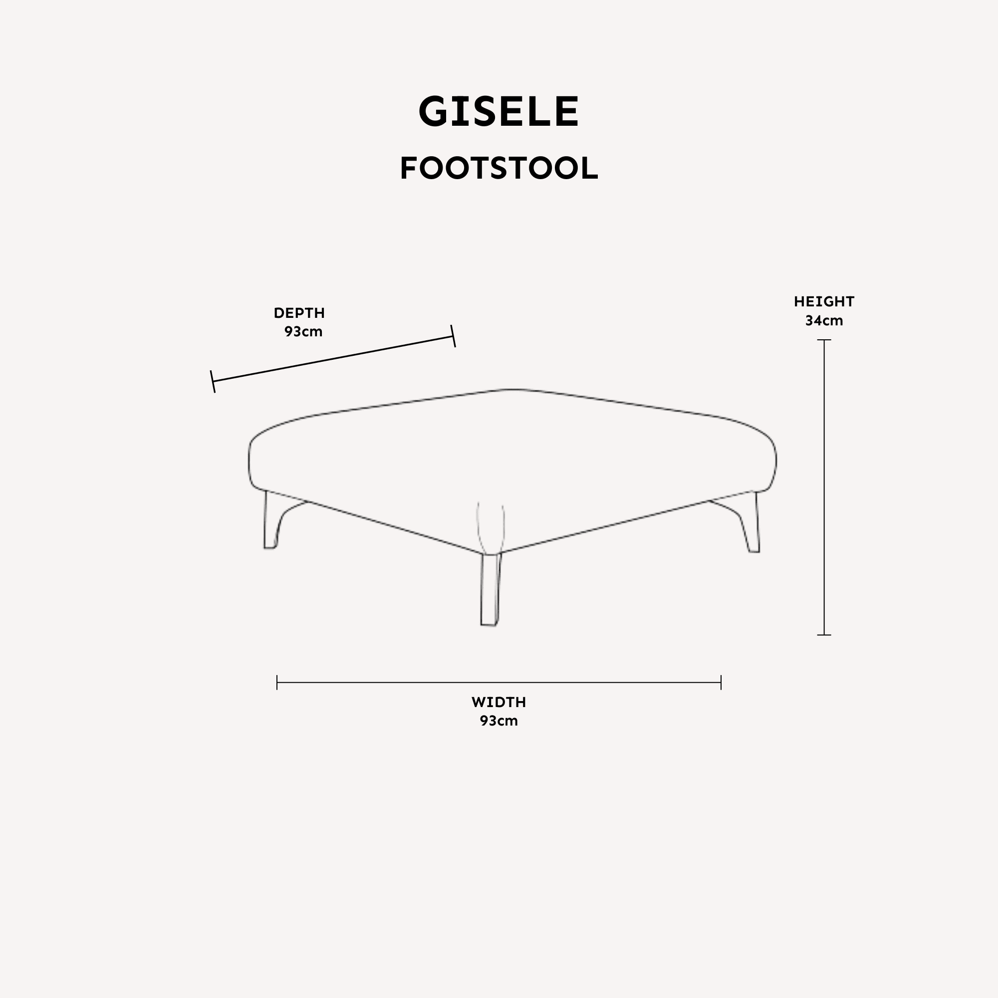 Gisele Oyster & Taupe Textured Chenille Sofa Range with Walnut Legs Plain Footstool