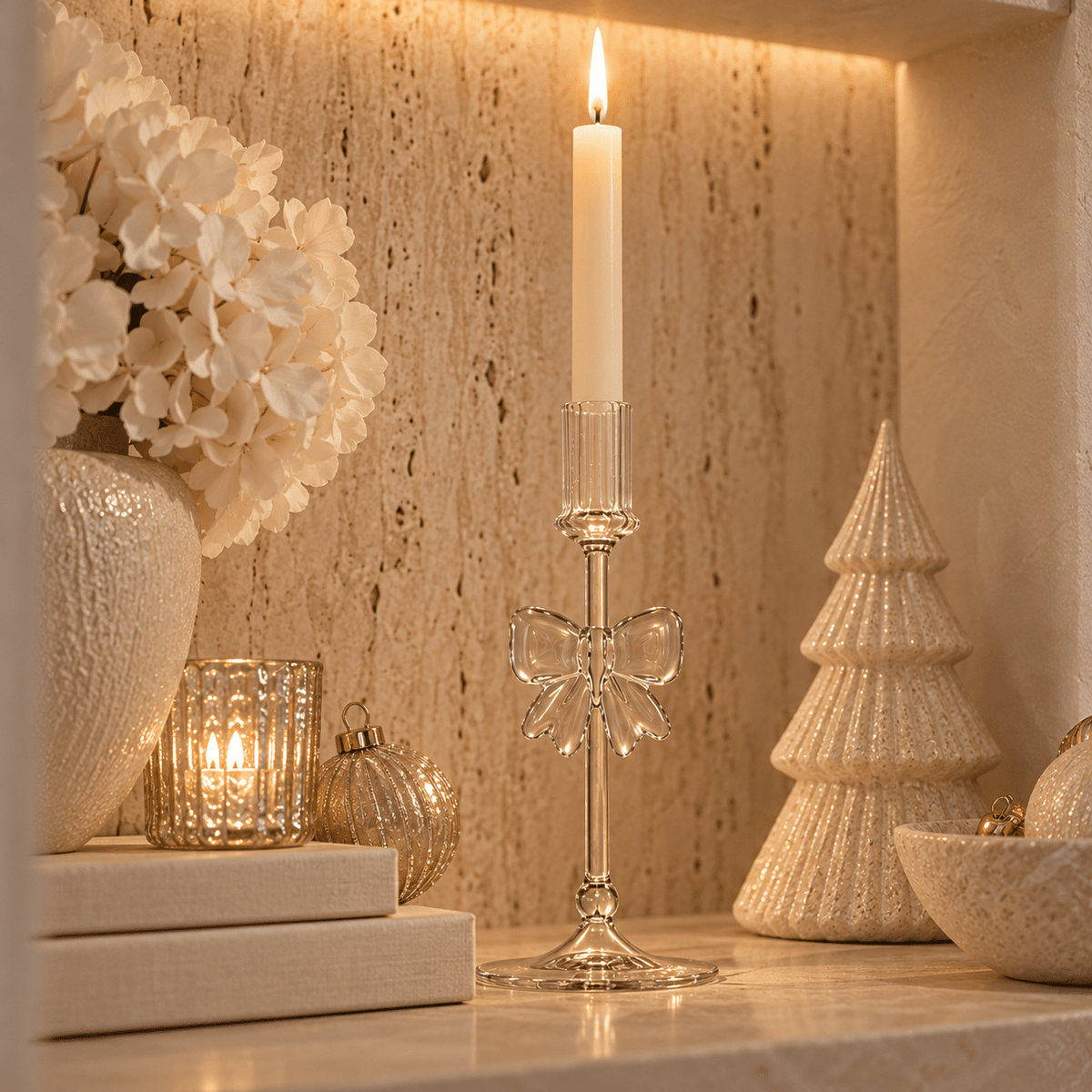 Glass Bow Candlestick Holder Accessories