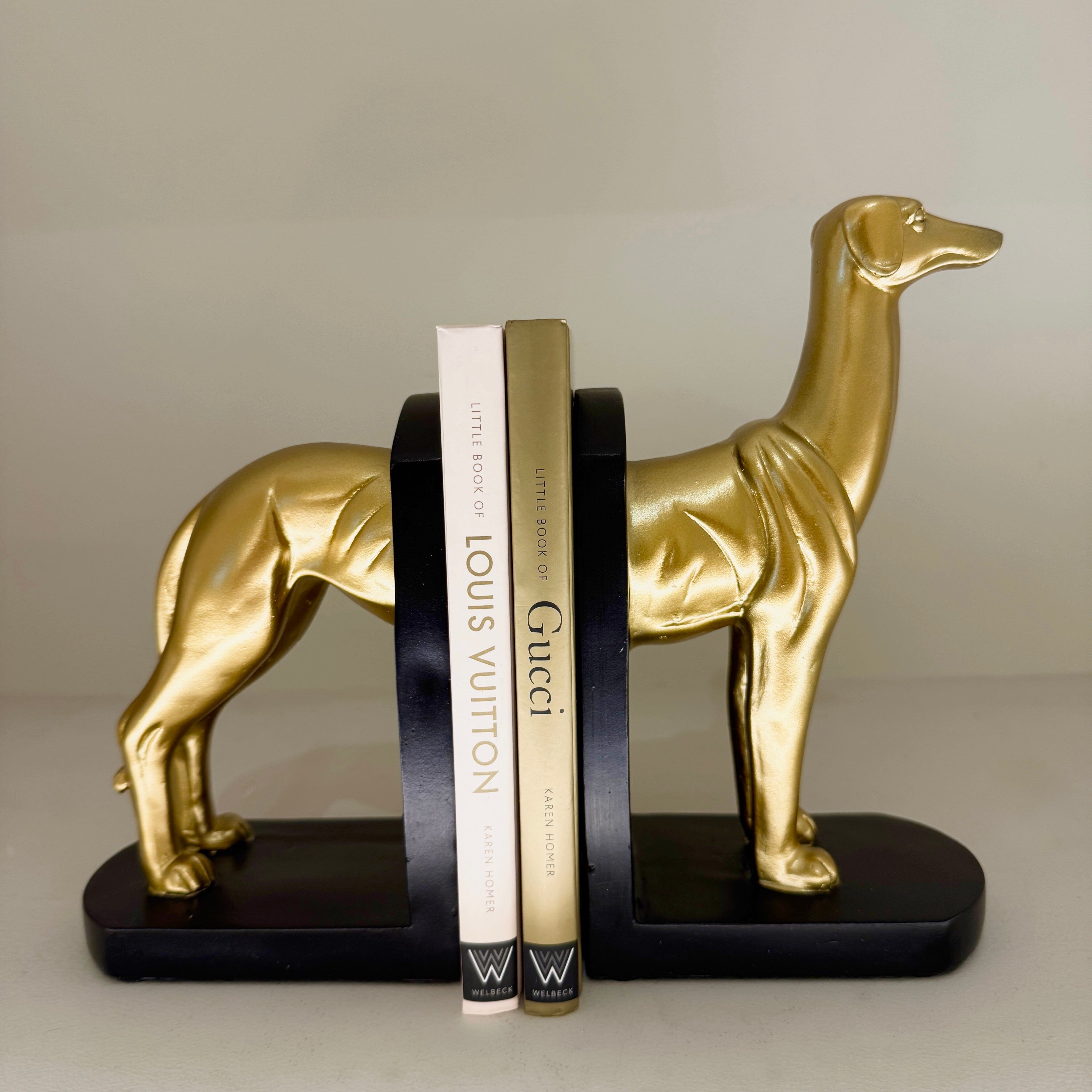 Gold & Black Greyhound Decorative Bookends Accessories