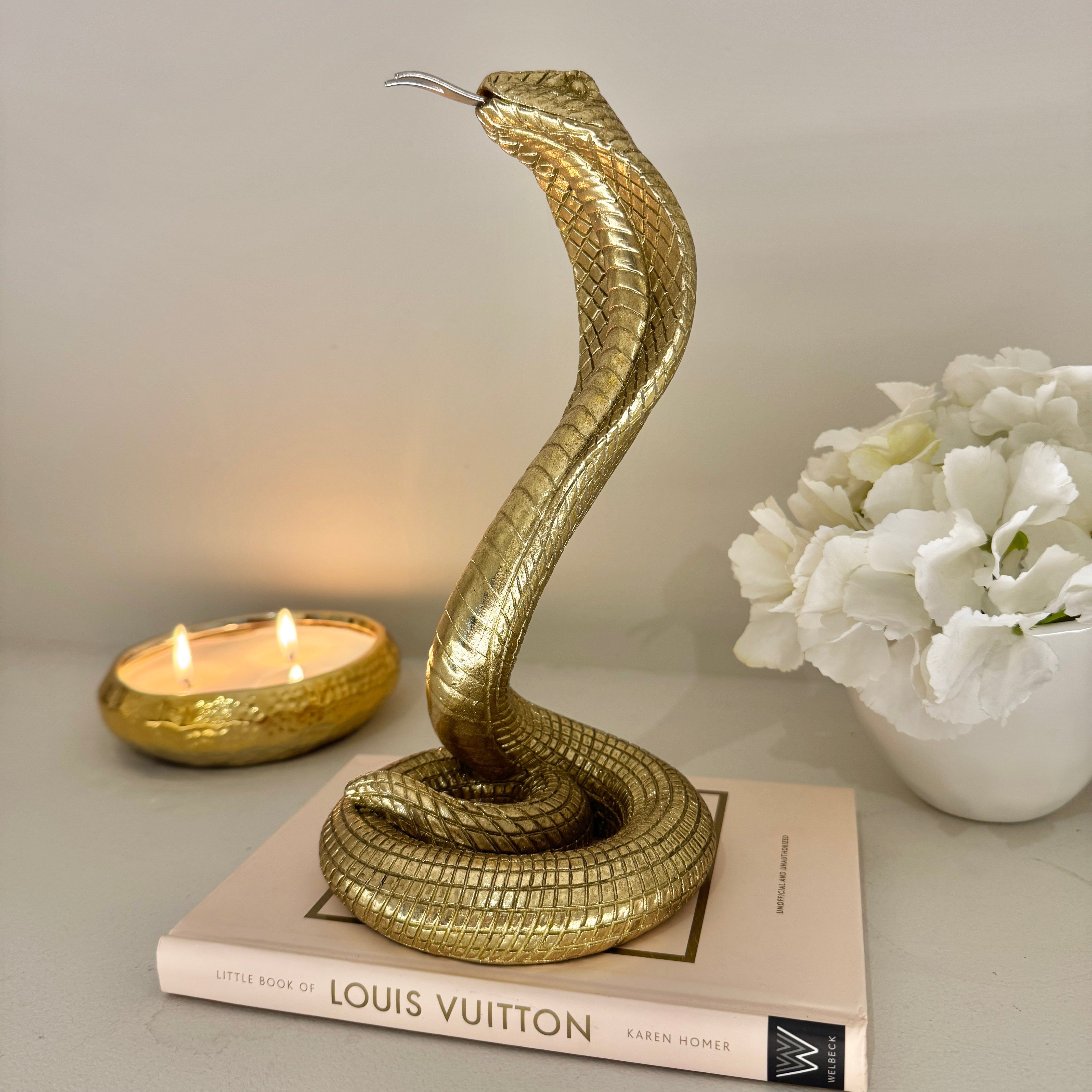 Gold Decorative Standing Snake Ornament Accessories