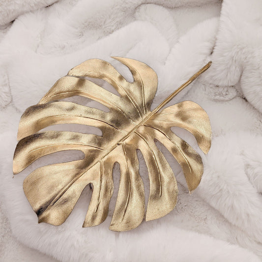 Gold Faux Cheese Plant Leaf Single Stem Accessories