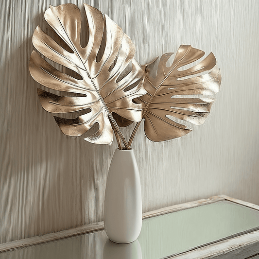 Gold Faux Cheese Plant Leaf Single Stem Accessories