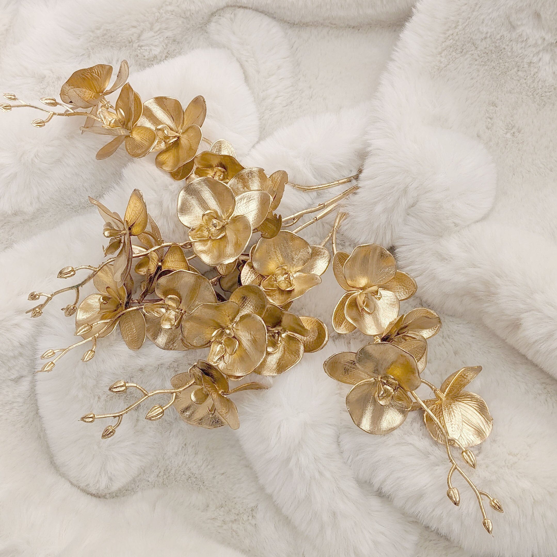 Gold Faux Orchid Single Stem Floral Accessories