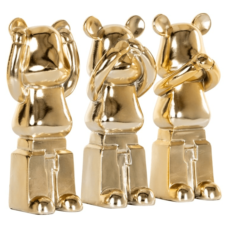Gold Standing Bear Decorative Ornaments - Set of 3 Accessories