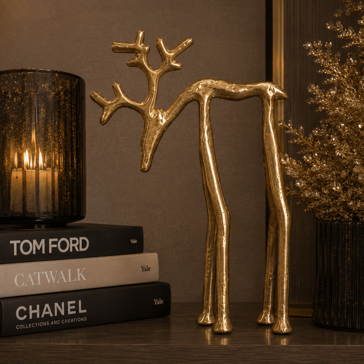 Gold Tall Standing Reindeer Ornament Accessories