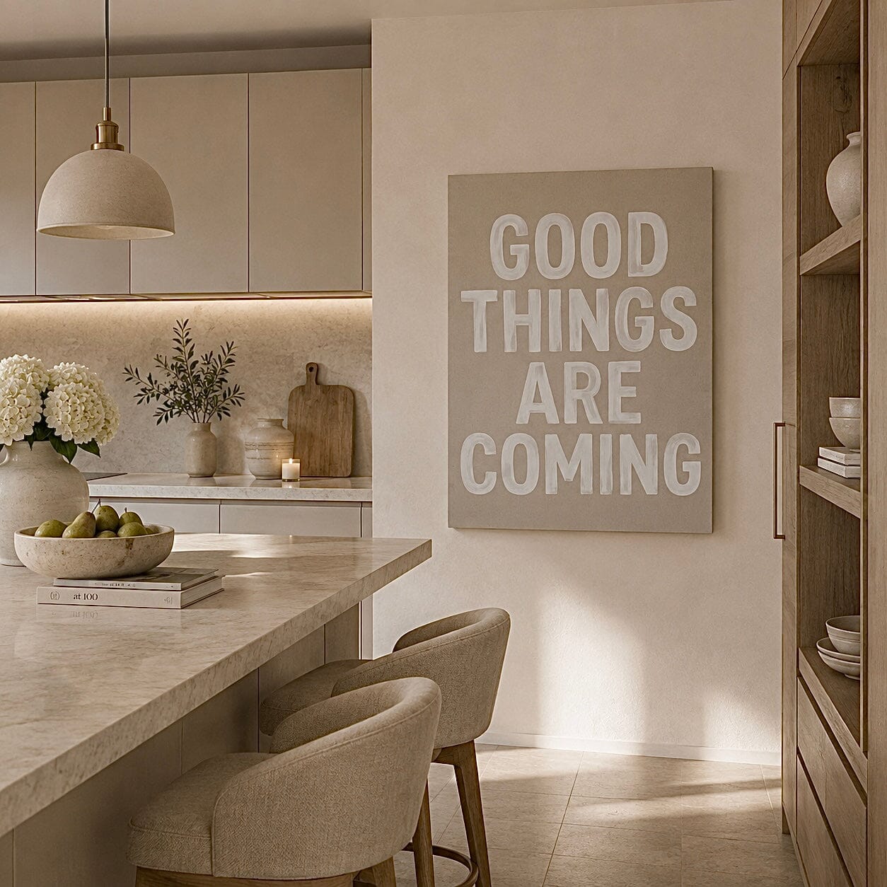 'Good Things are Coming' Neutral Canvas Wall Art Accessories
