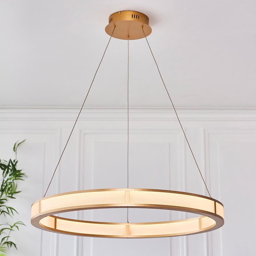 Gracie Luxury Ribbed Frosted Acrylic & Gold Ceiling Light Lighting