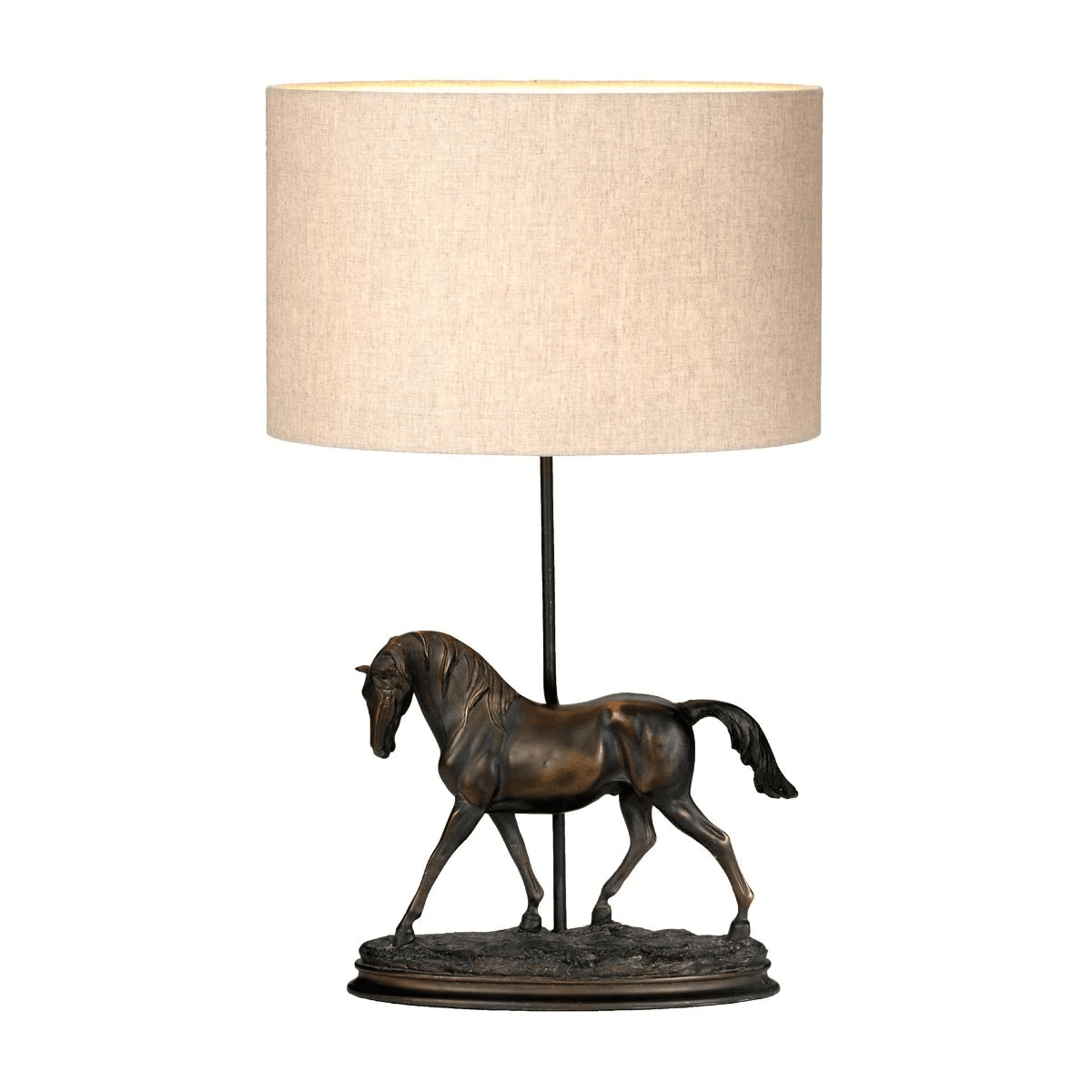 Greenwich Bronze Horse Decorative Table Lamp with Oval Shade Lighting