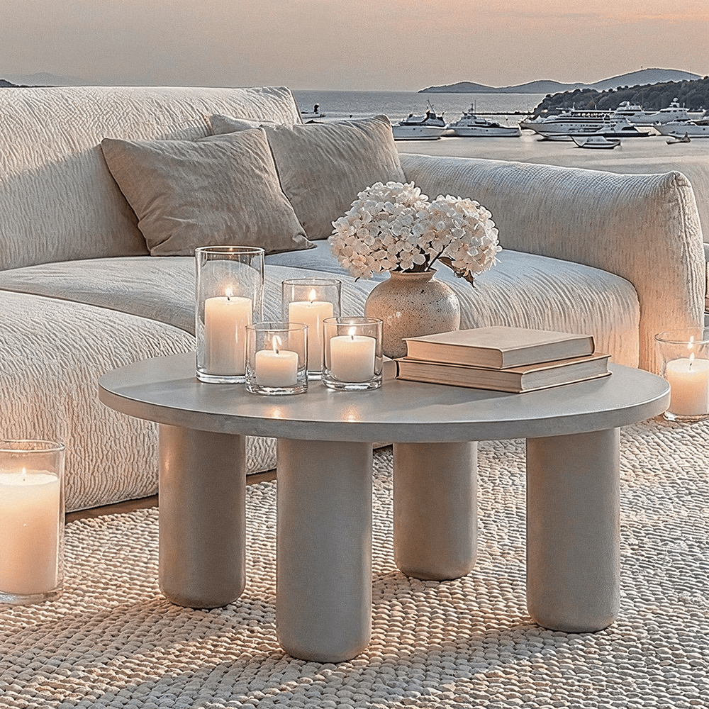 Haldor Taupe Round Outdoor Coffee Table Outdoor