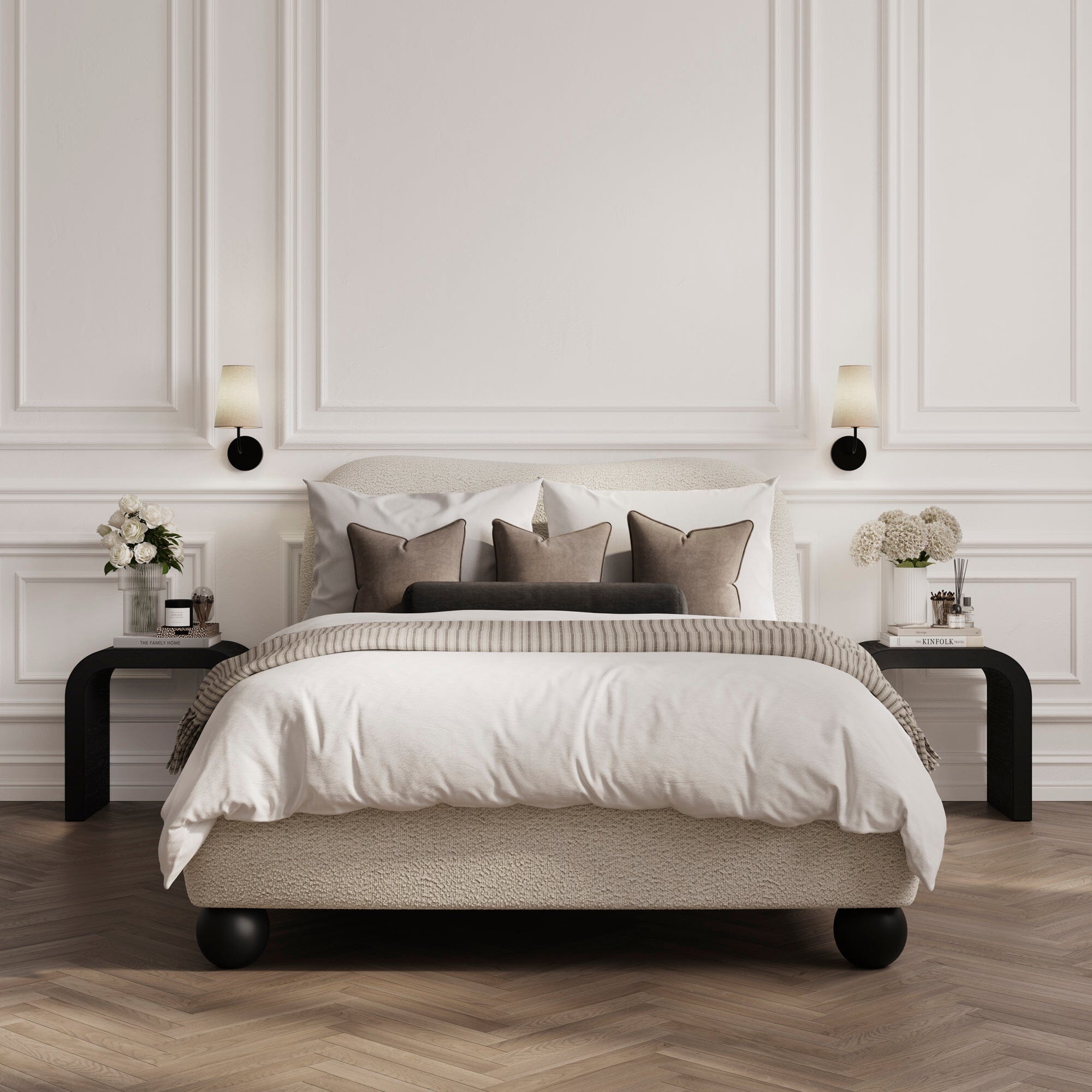 Harmony Cream Boucle Upholstered Bed – Rowen Homes