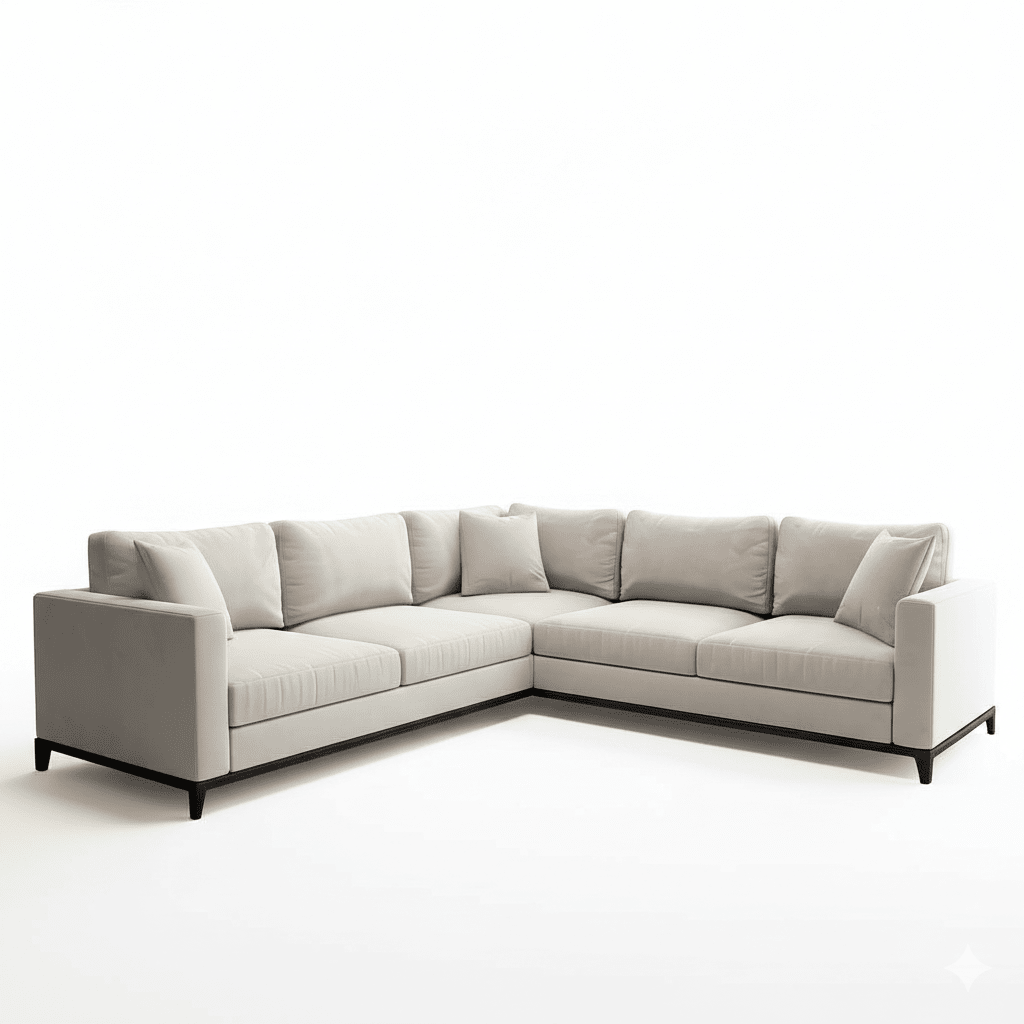 Harmony Cream Velvet Sofa Range With Black Wooden Plinth Sofa