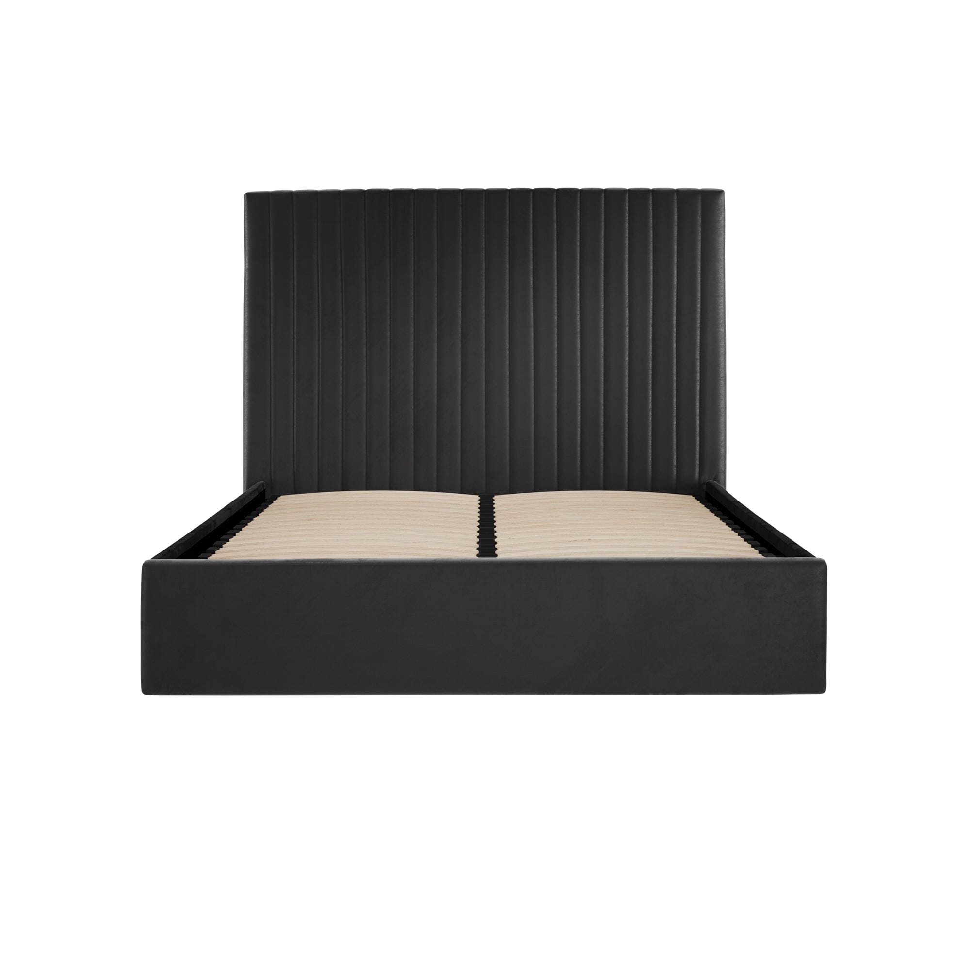 Harriet Tall Black Velvet Channelled Ottoman Bed Beds and Headboards