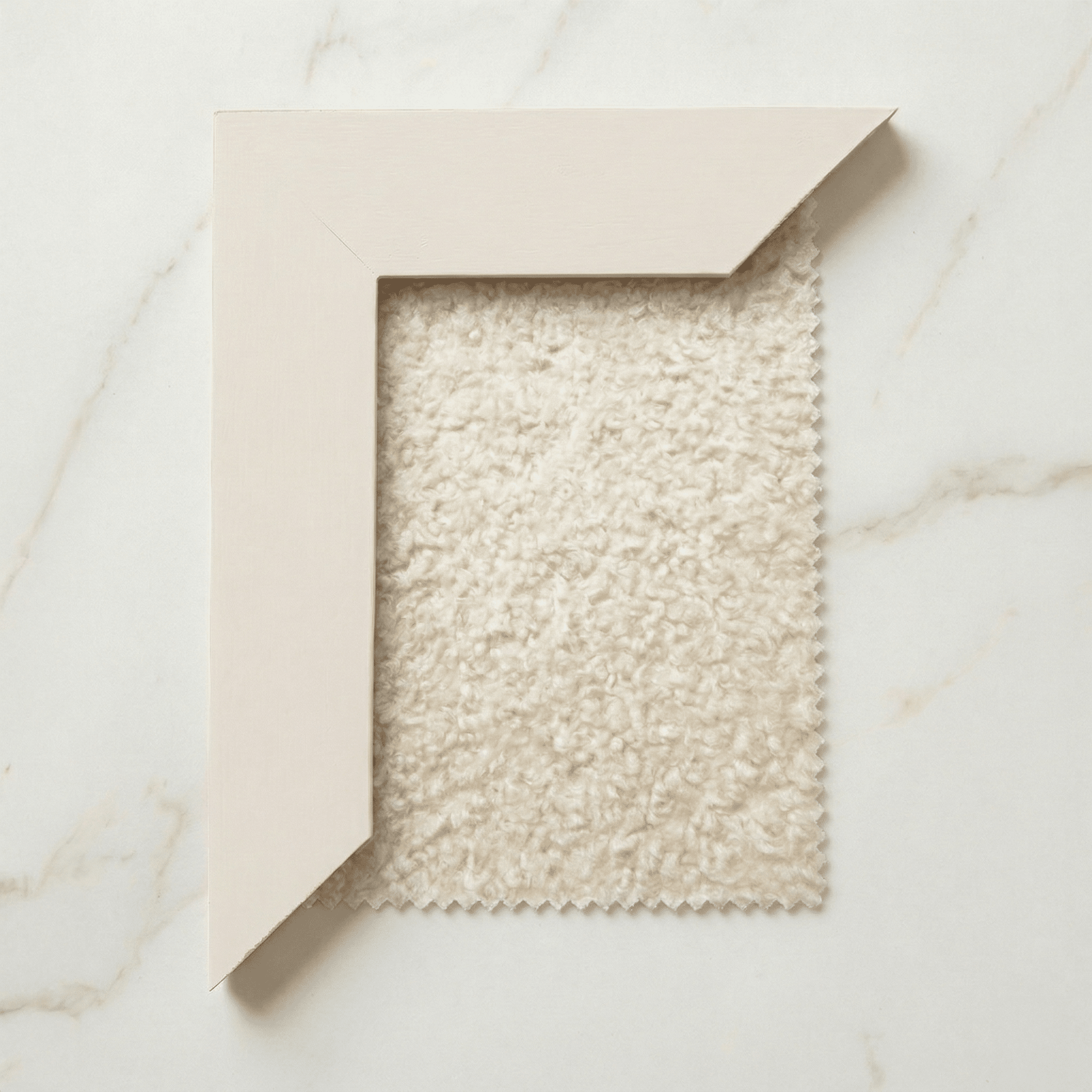 Harrington Cream Soft Teddy Channelled Headboard with Off White Frame Beds and Headboards