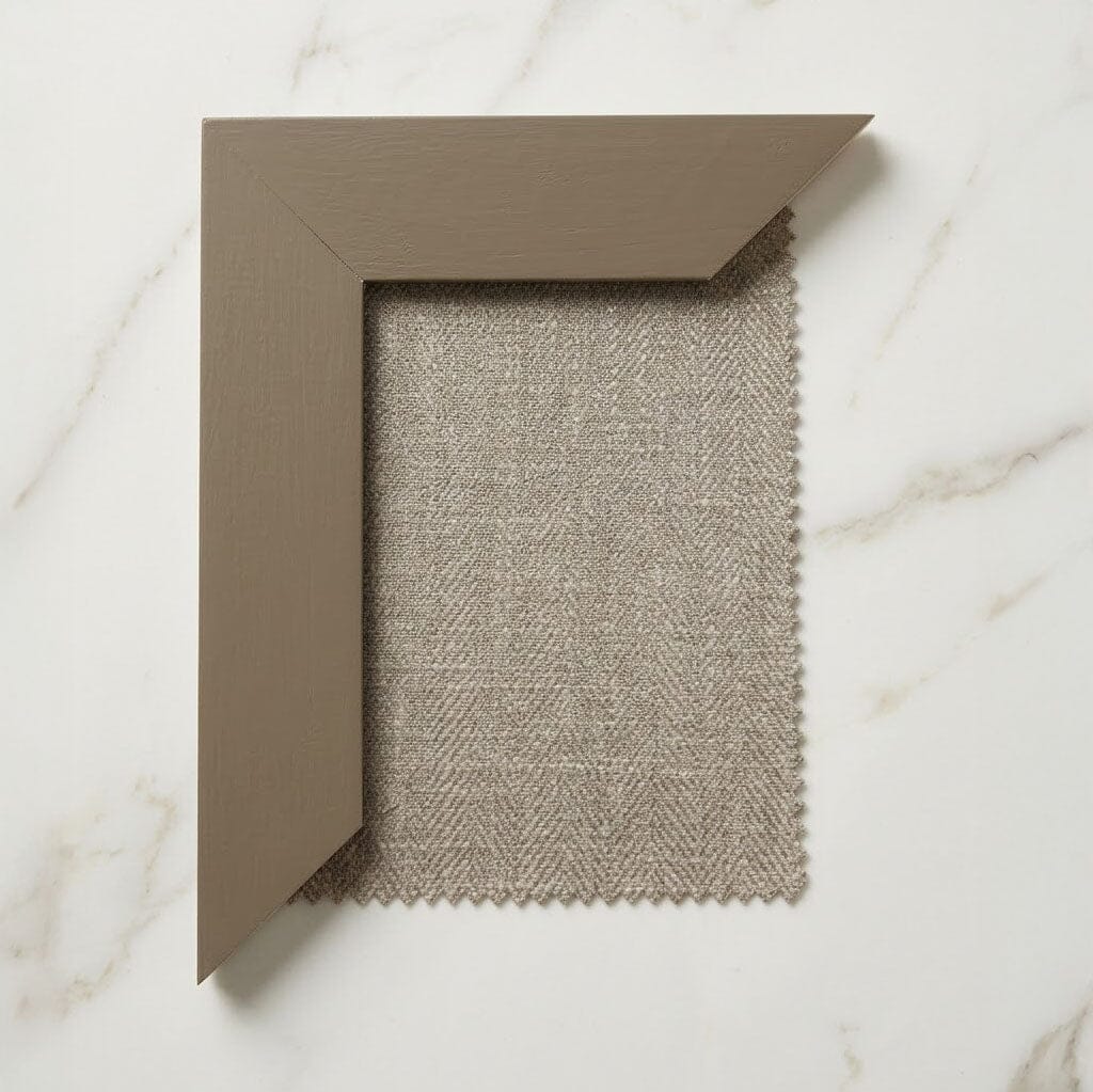 Harrington Pumice Woven Channelled Headboard with Dark Taupe Frame