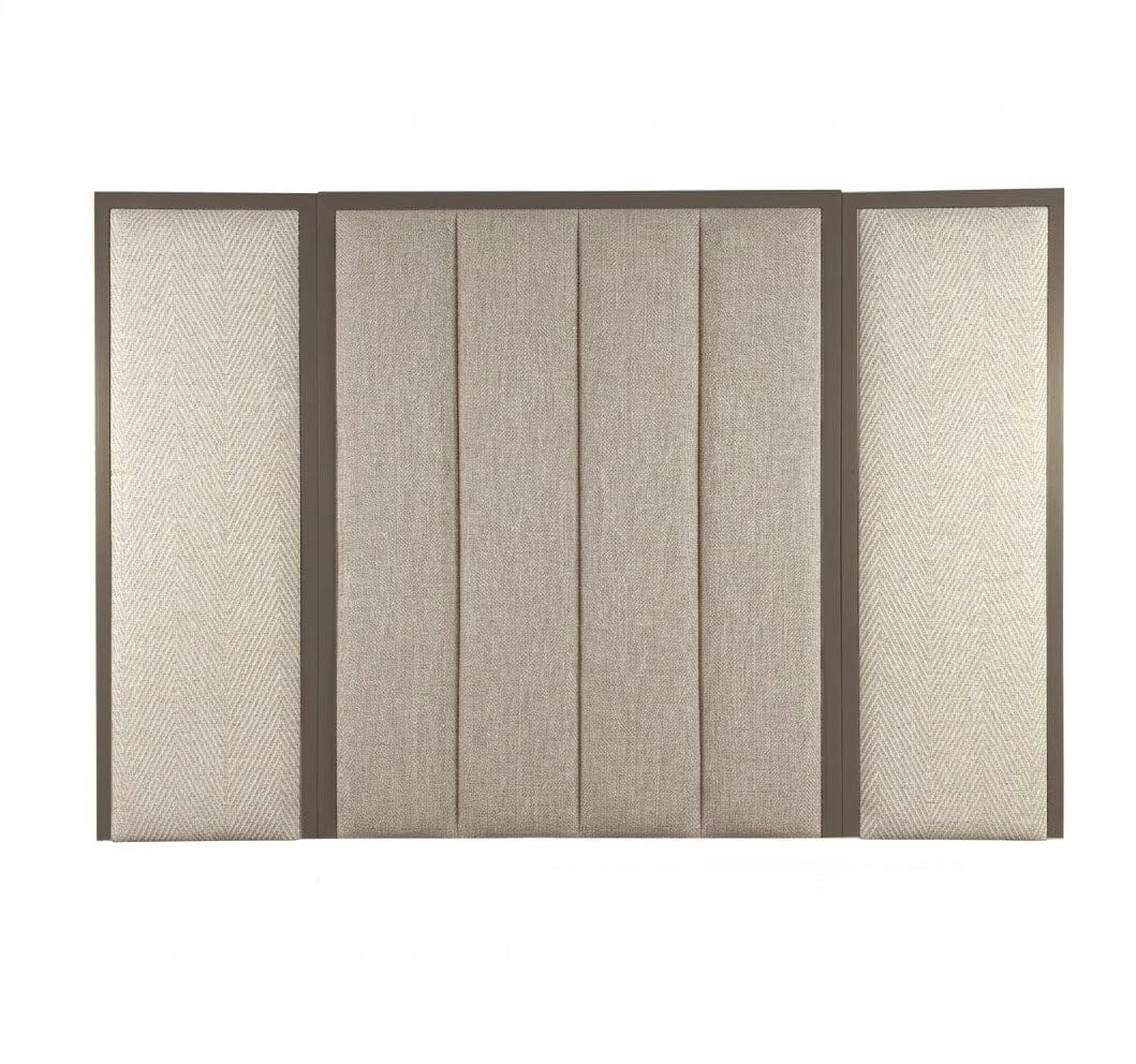 Harrington Pumice Woven Channelled Headboard with Dark Taupe Frame & Cream Chevron Accent Wings
