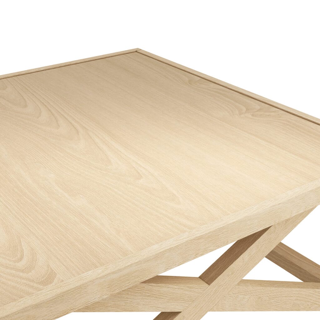 Harrow Lightwash Wood Cross Base Coffee Table Furniture