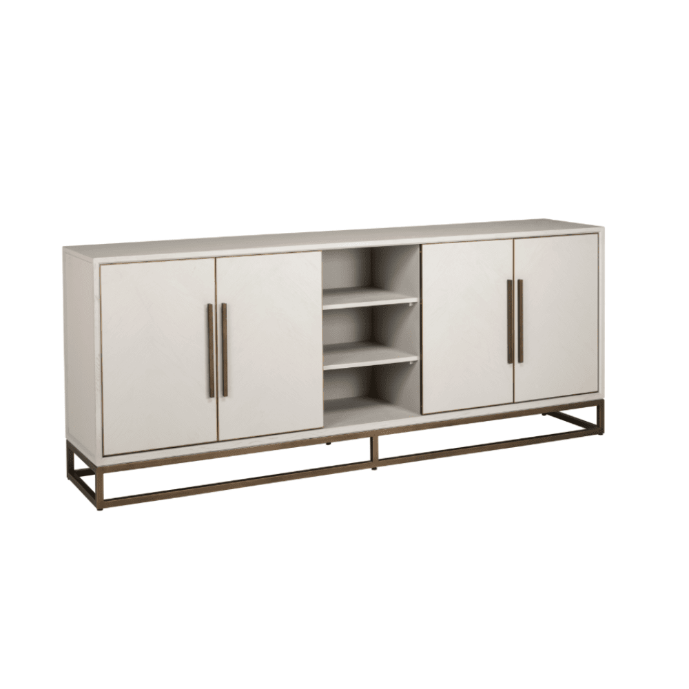 Helena Luxury Cream Oak Veneer 4 Door Sideboard with Brass Detailing Furniture