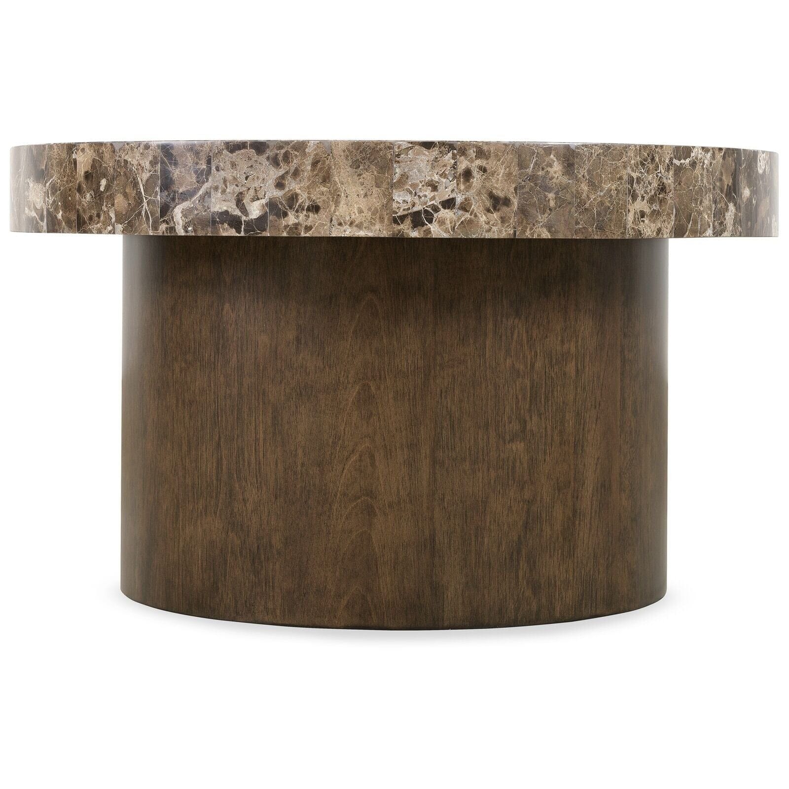 Henman Walnut Round Coffee Table with Dark Marble Top Furniture
