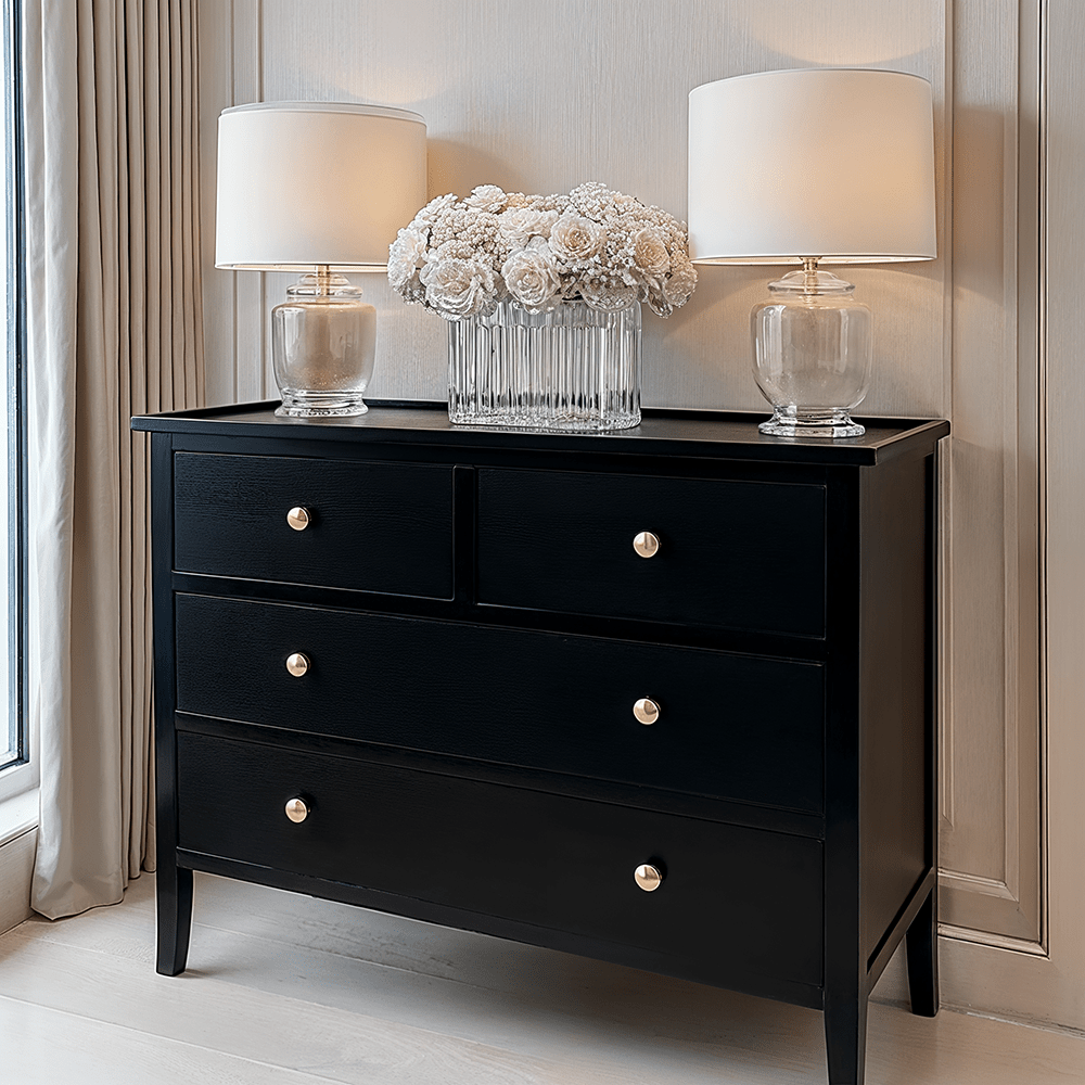 Henrik Black 4 Drawer Chest with Gold Handles Henrik Black 4 Drawer Chest with Gold Handles