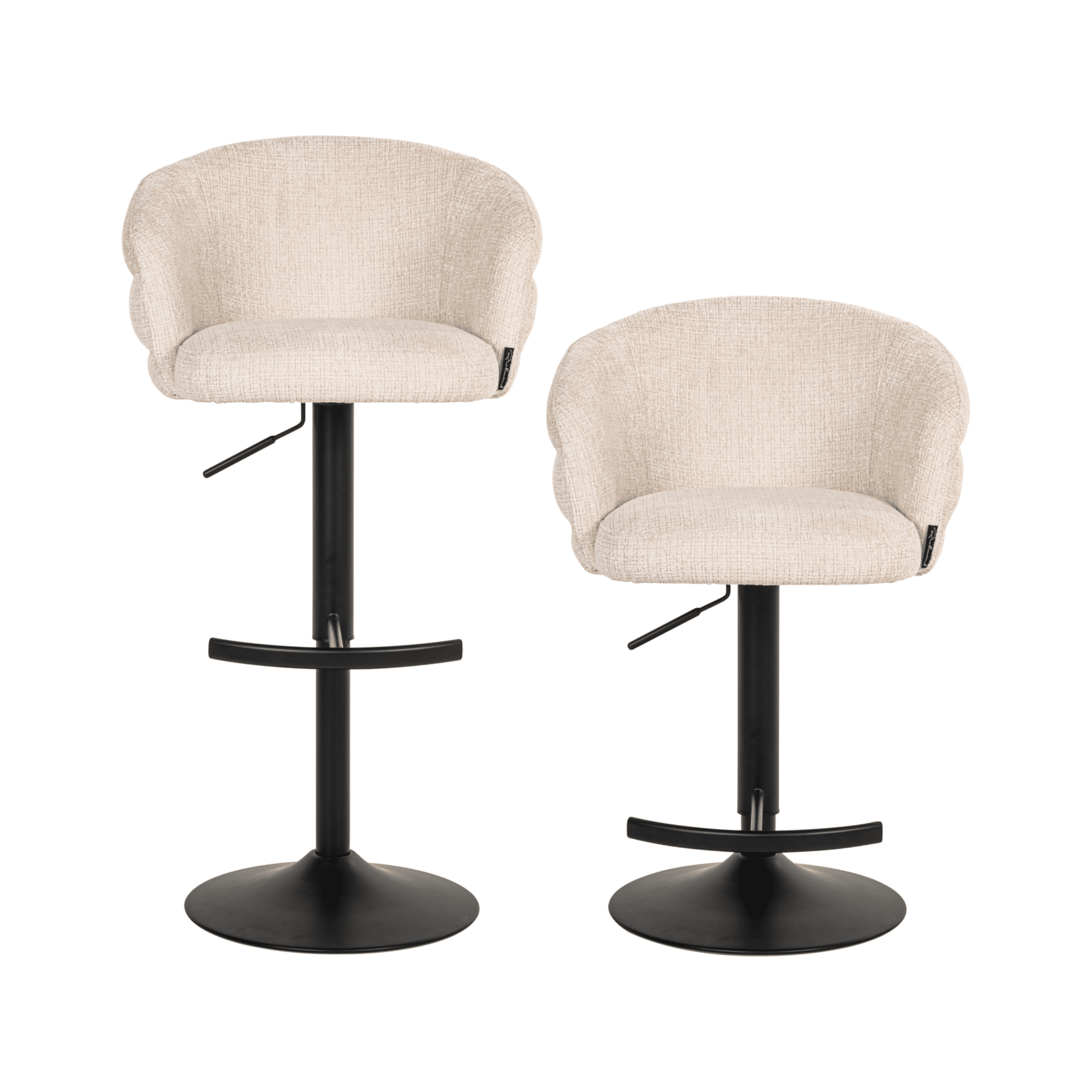 Hettie Cream Chenille Curved Back Bar Stool Furniture