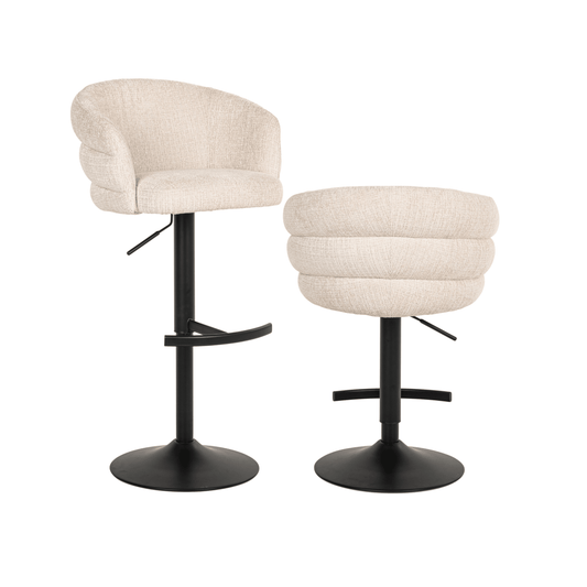 Hettie Cream Chenille Curved Back Bar Stool Furniture