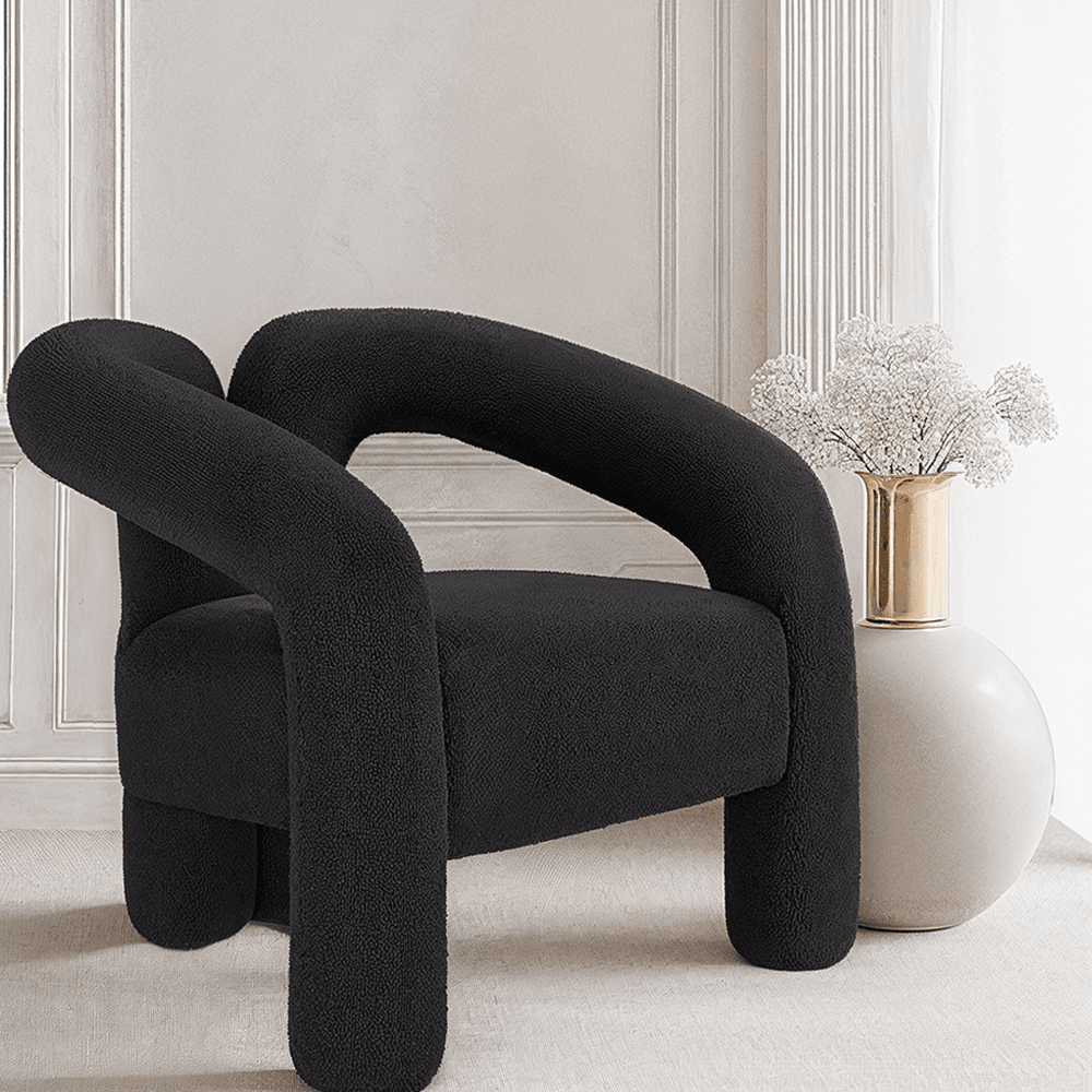 Houston Black Curved Accent Chair Furniture