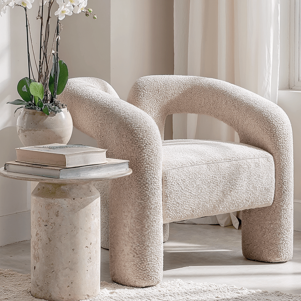 Houston Cream Curved Accent Chair Furniture