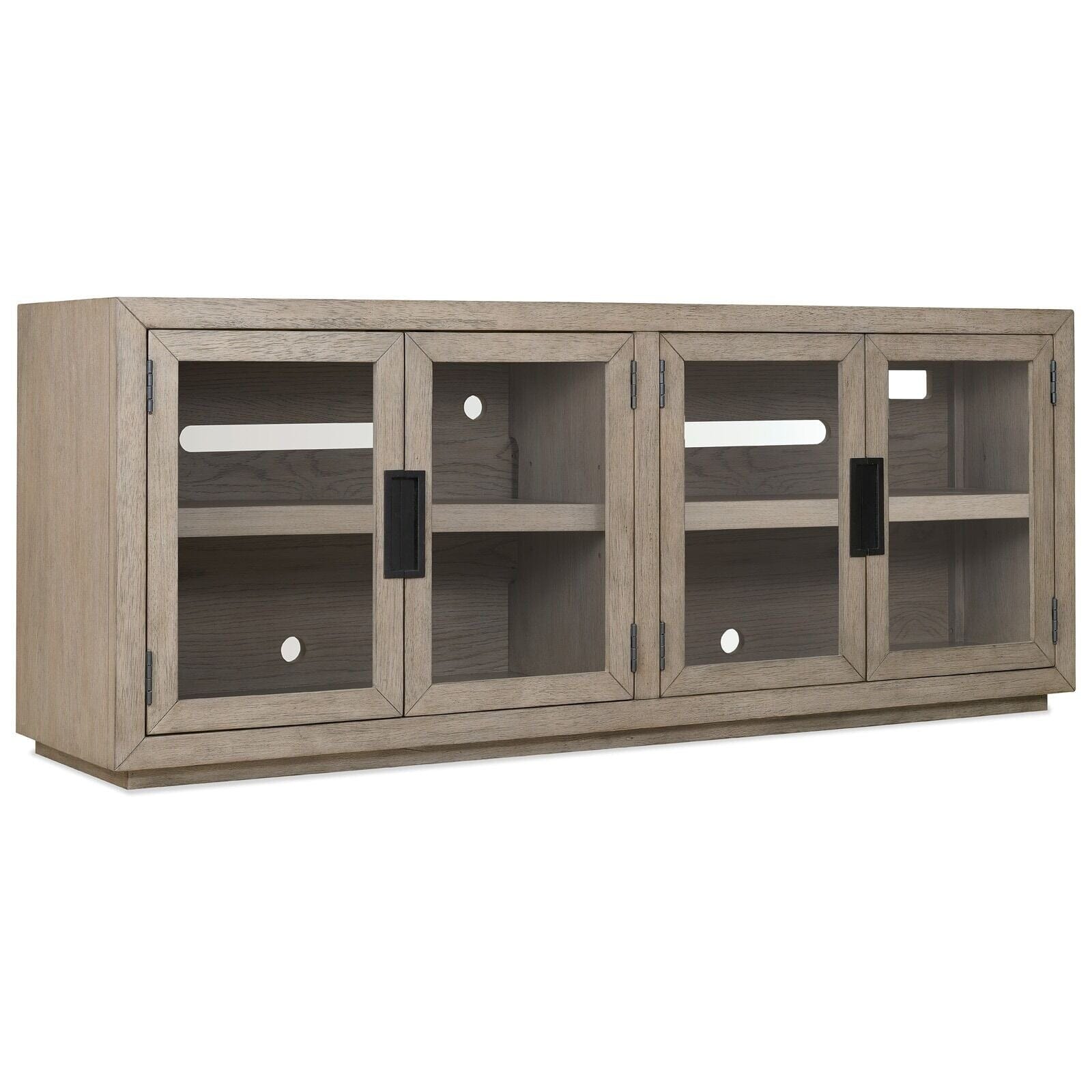 Hudson Greige 4 Door Glass Front Media Unit Furniture