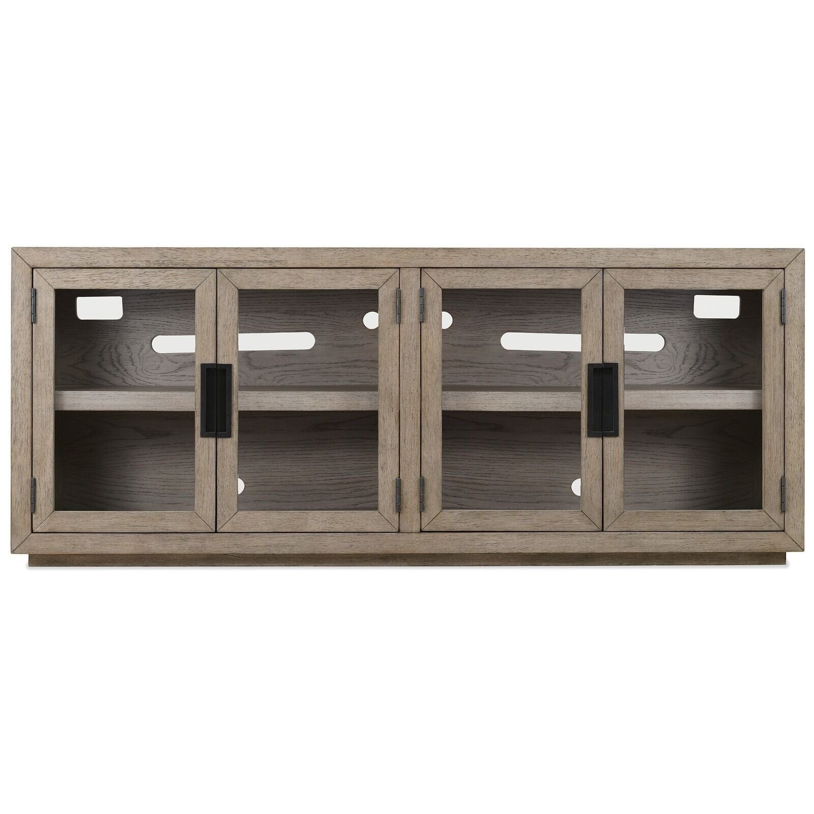 Hudson Greige 4 Door Glass Front Media Unit Furniture