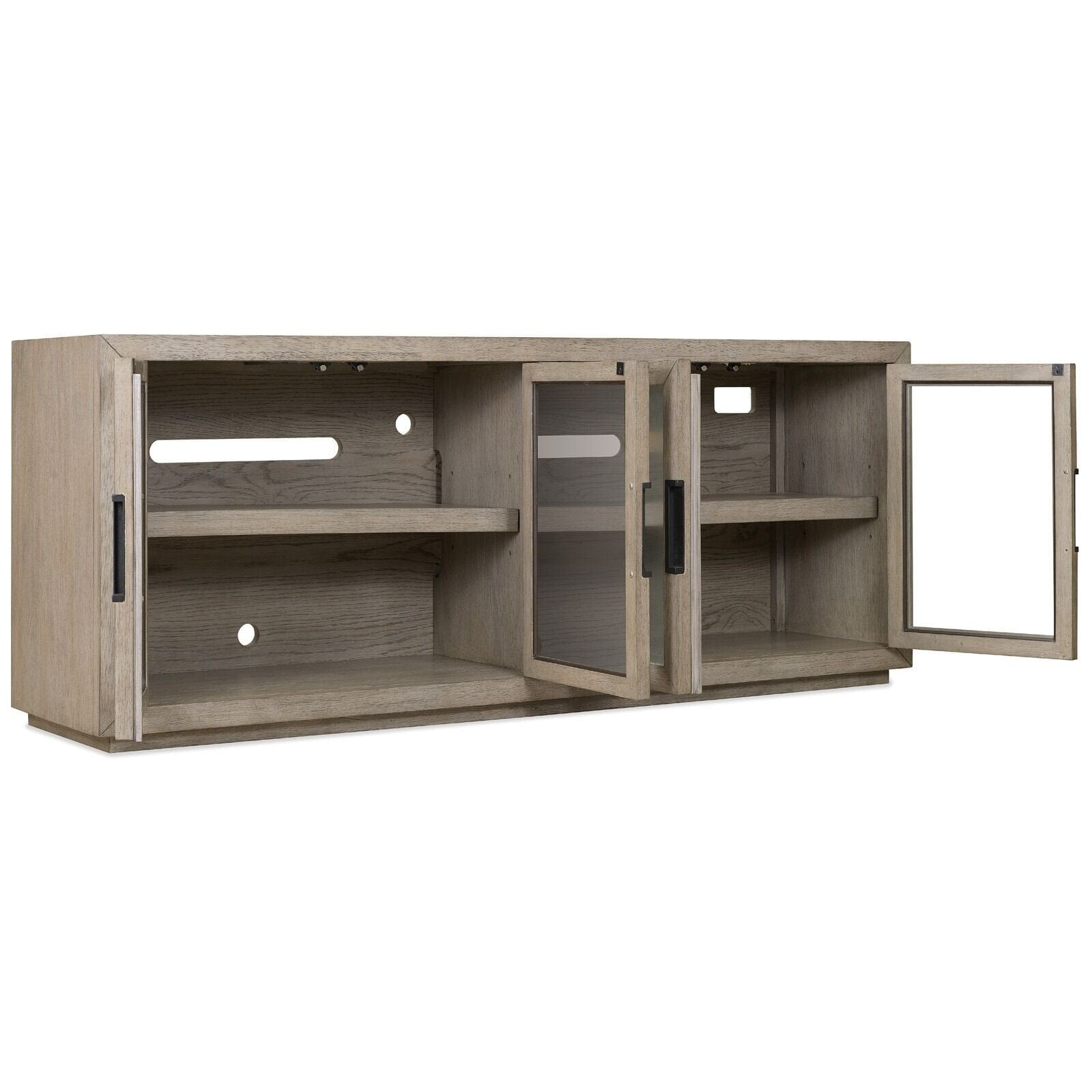 Hudson Greige 4 Door Glass Front Media Unit Furniture