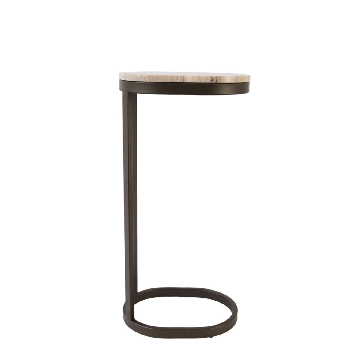 Evan Rounded Marble Top Bronze Side Table