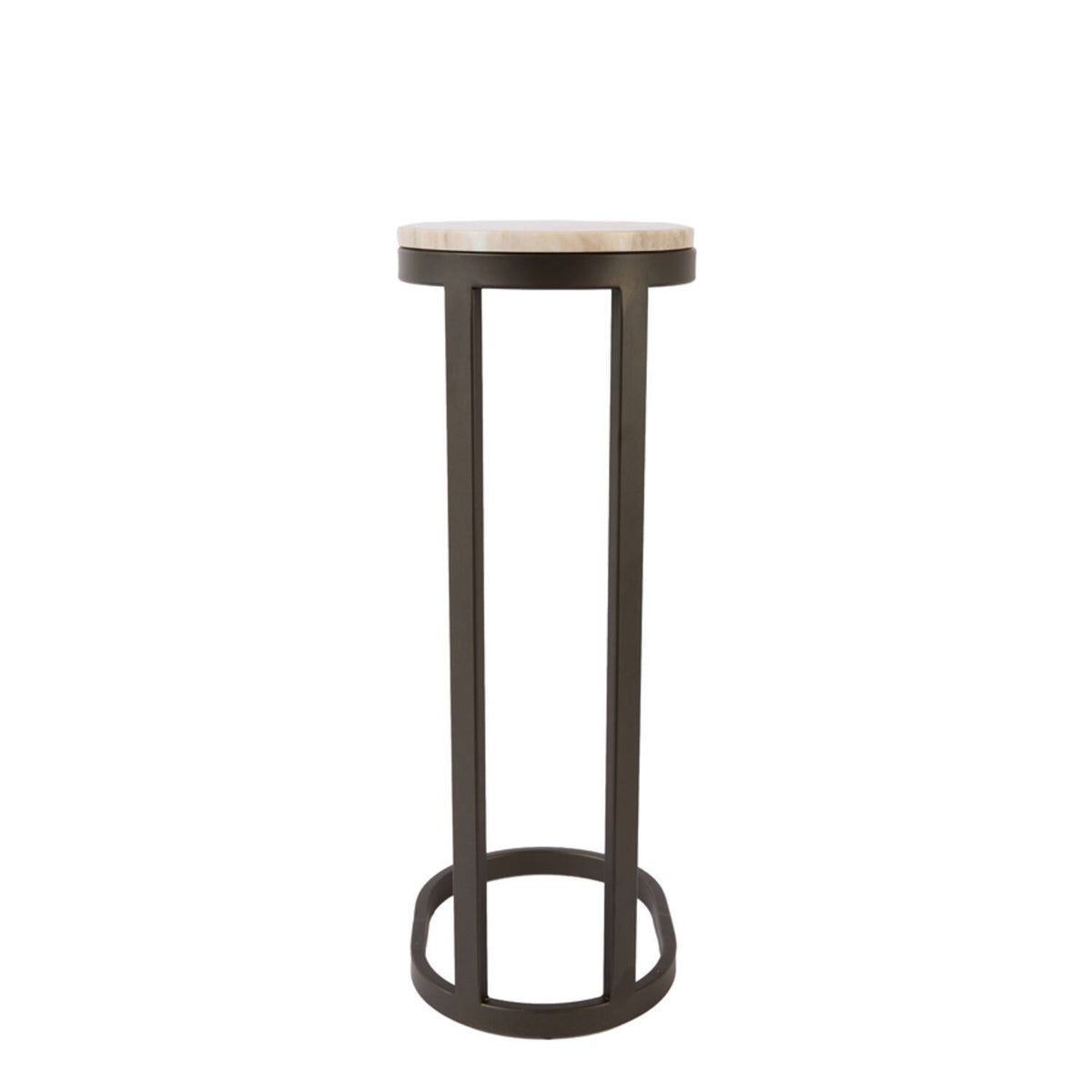 Evan Rounded Marble Top Bronze Side Table
