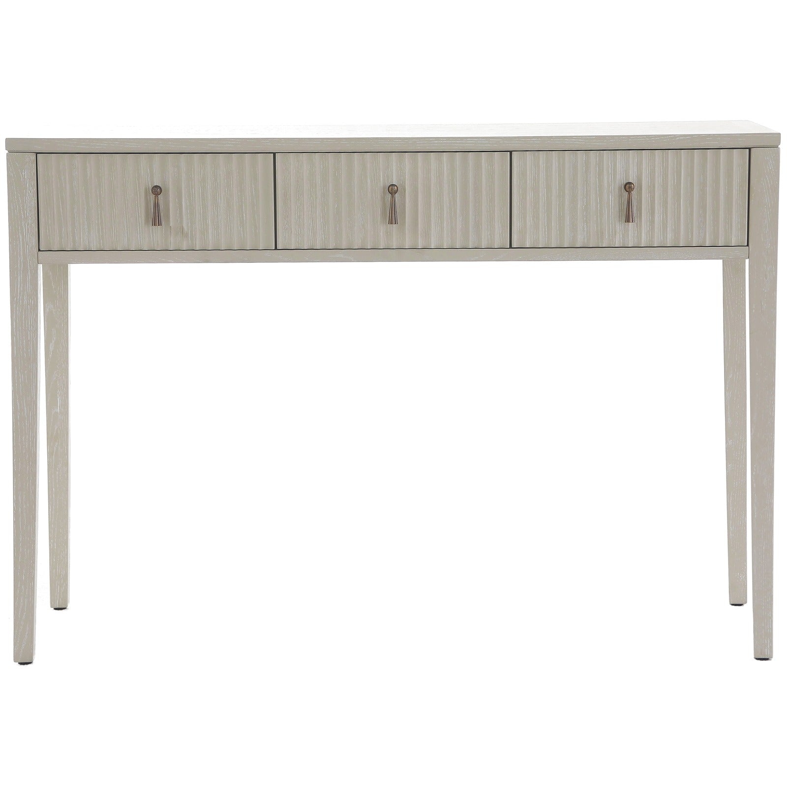 Lettos Whitewash Wooden Ribbed Front Console Table / Dressing Table