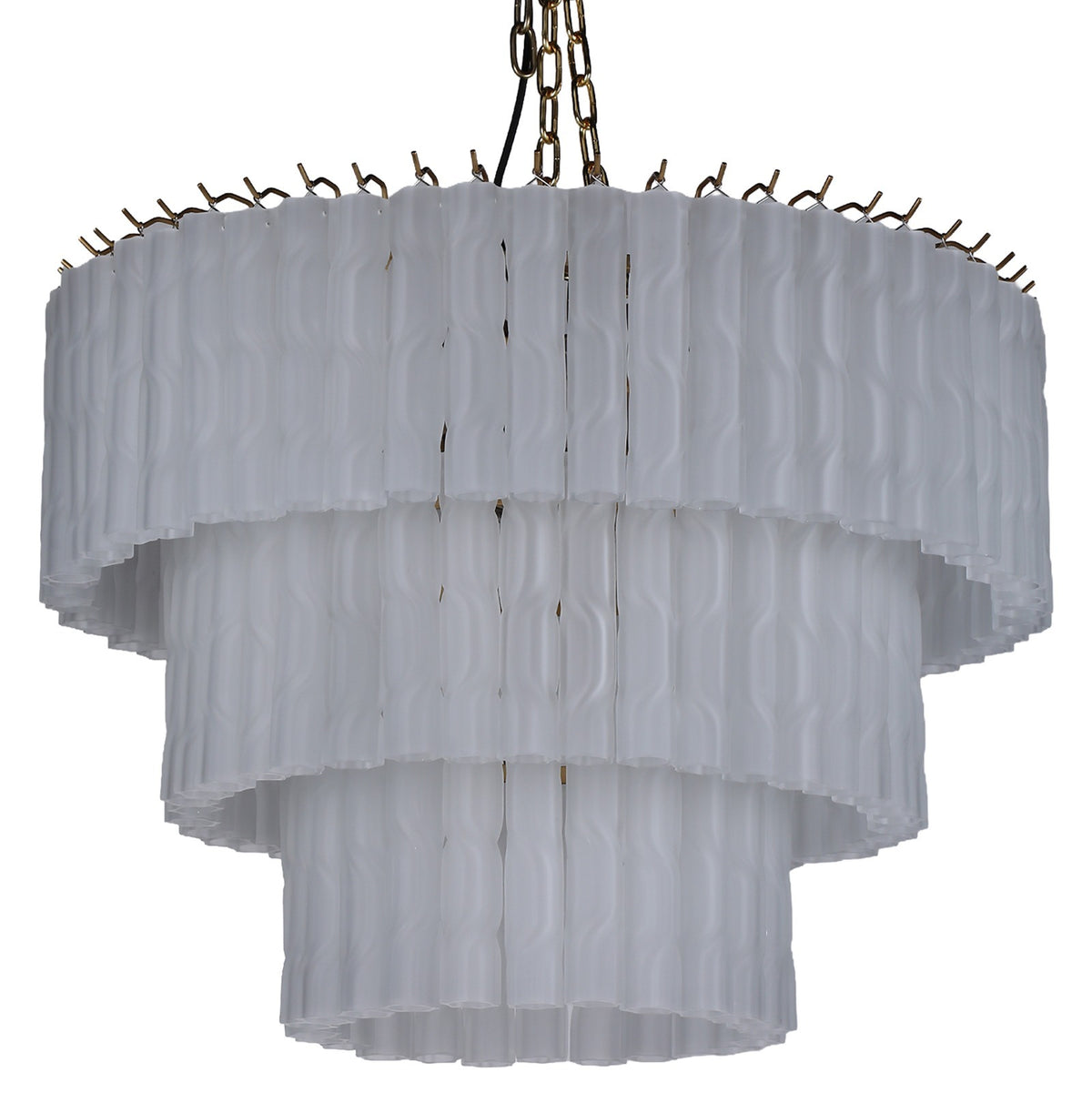 Ophelia Large Luxury Frosted Glass 3 Tier Chandelier