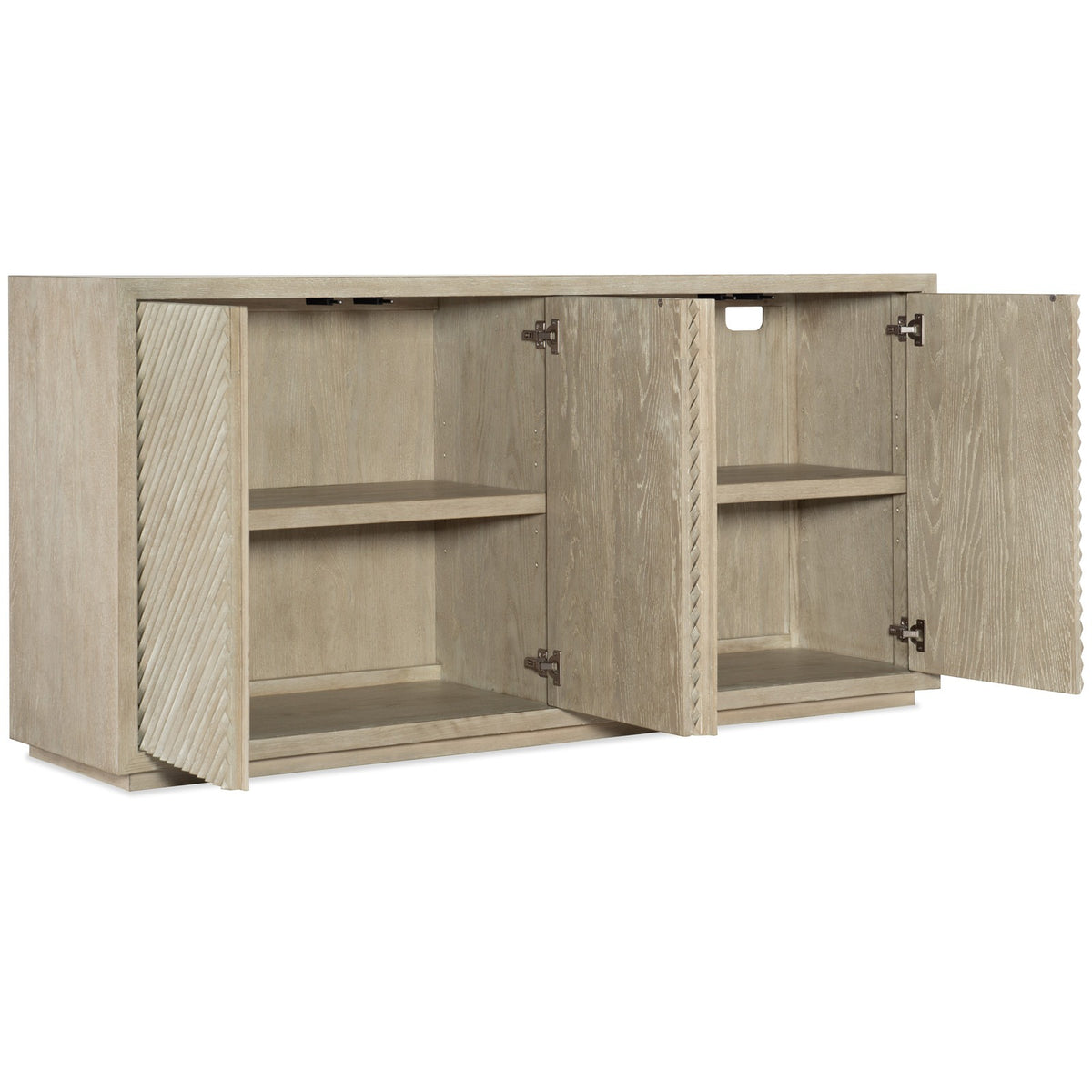 Cecily Luxury Washed Wood Herringbone 4 Door Sideboard