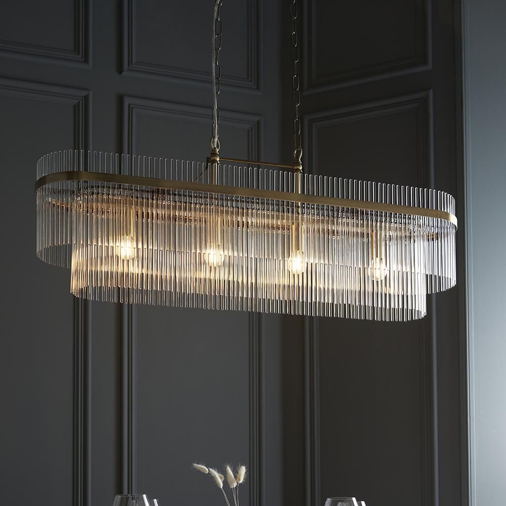 In Stock -Abella Light Gold 4 Light Linear Pendant Ceiling Light Lighting