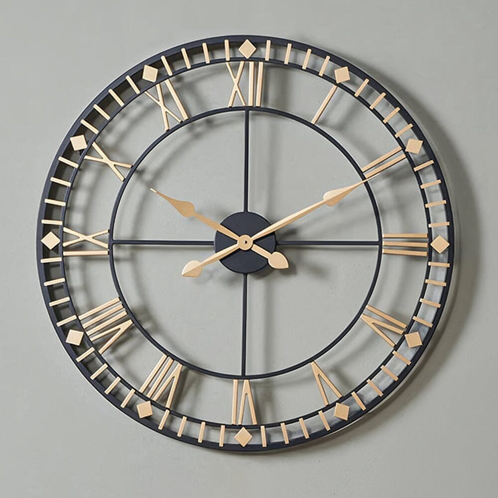 In Stock - Aimee Large Antique Bronze & Gold Metal Round Wall Clock
