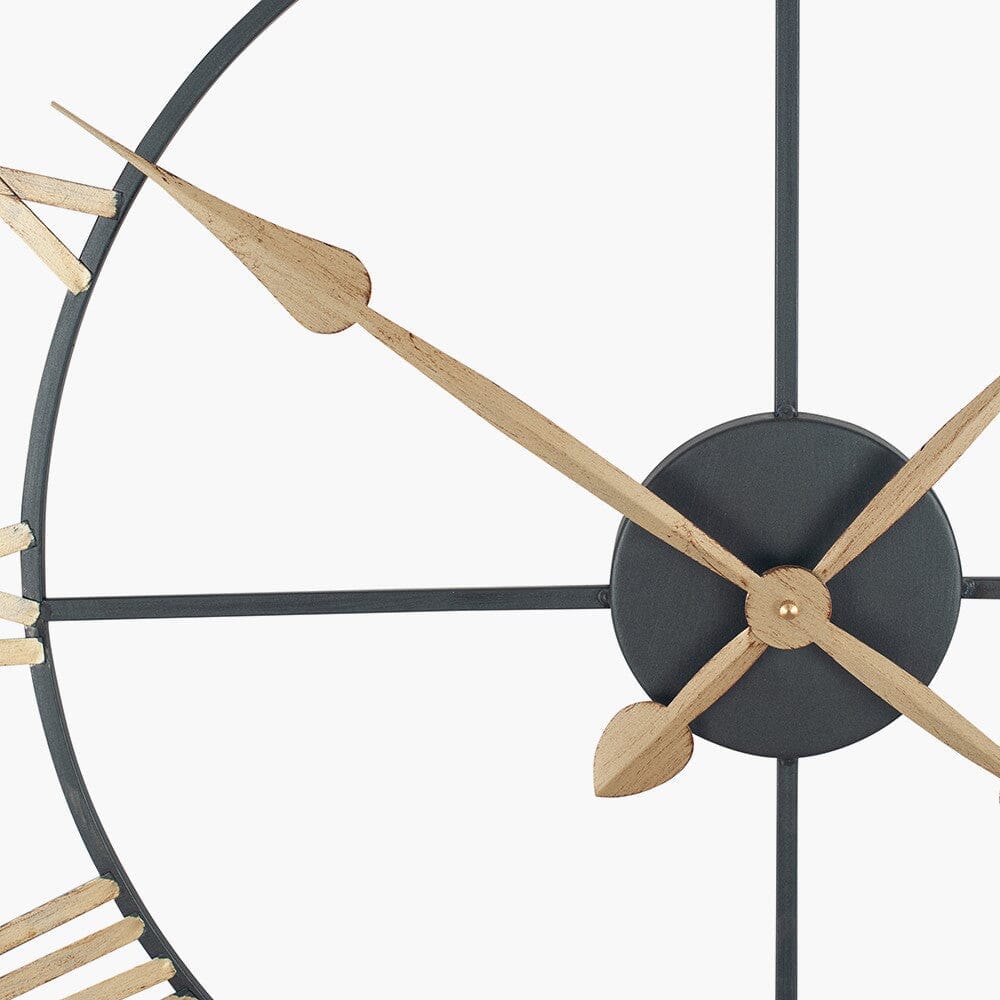 In Stock - Aimee Large Antique Bronze & Gold Metal Round Wall Clock