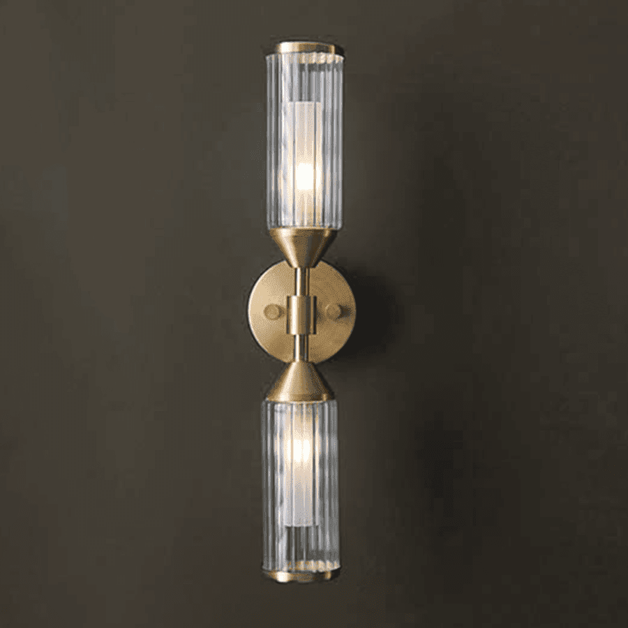 In Stock - Apollo Gold & Glass Double Wall Light Lighting