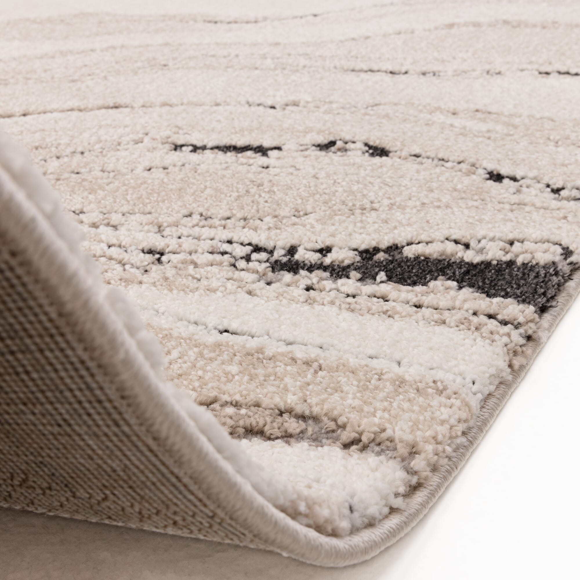 In Stock - Casoria Cream & Beige Marble Effect Rug - 160x230cm Textiles