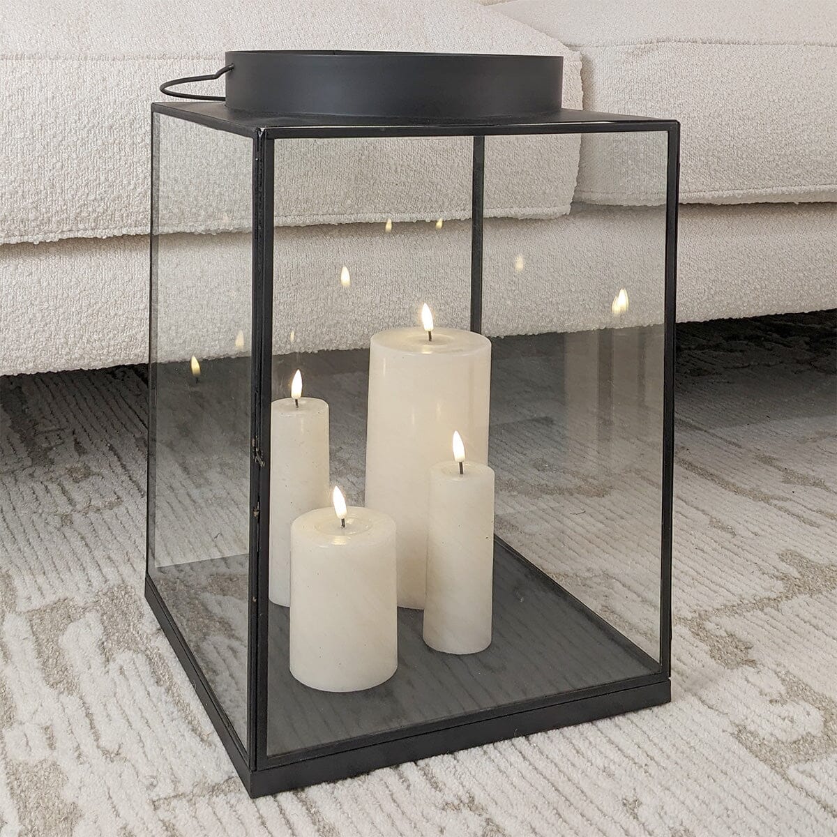 In Stock - Chai Large Black Metal & Glass Lantern Accessories
