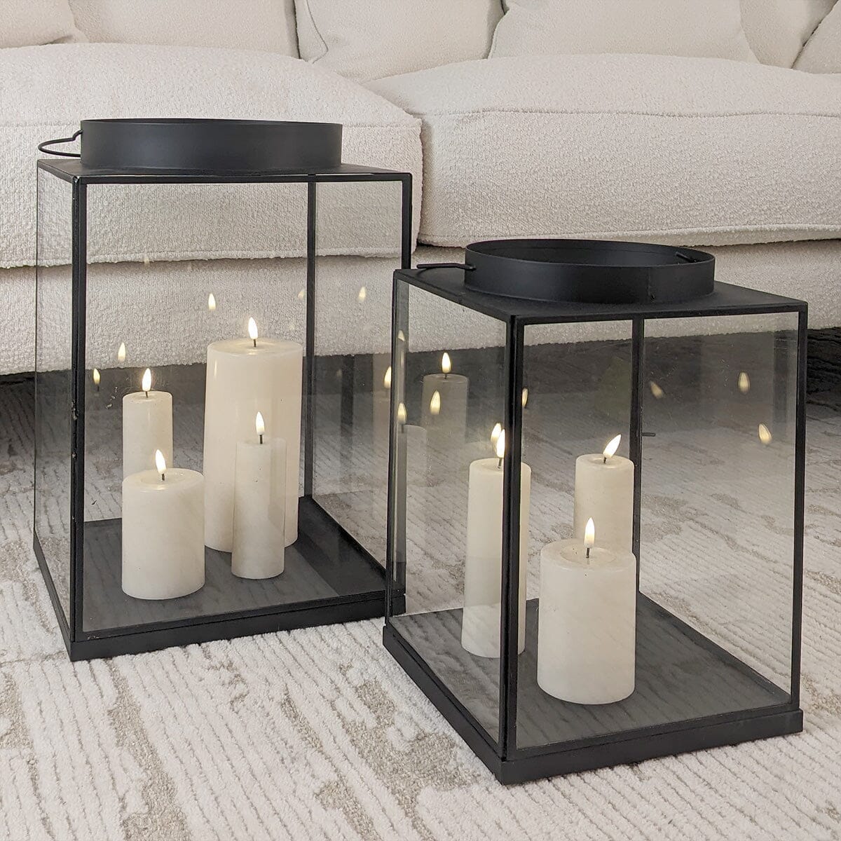 In Stock - Chai Large Black Metal & Glass Lantern Accessories