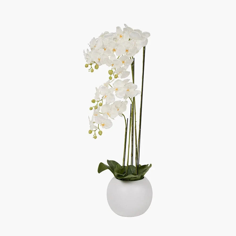In Stock Floor Standing White Faux Potted Orchid Decorative Floral Accessories